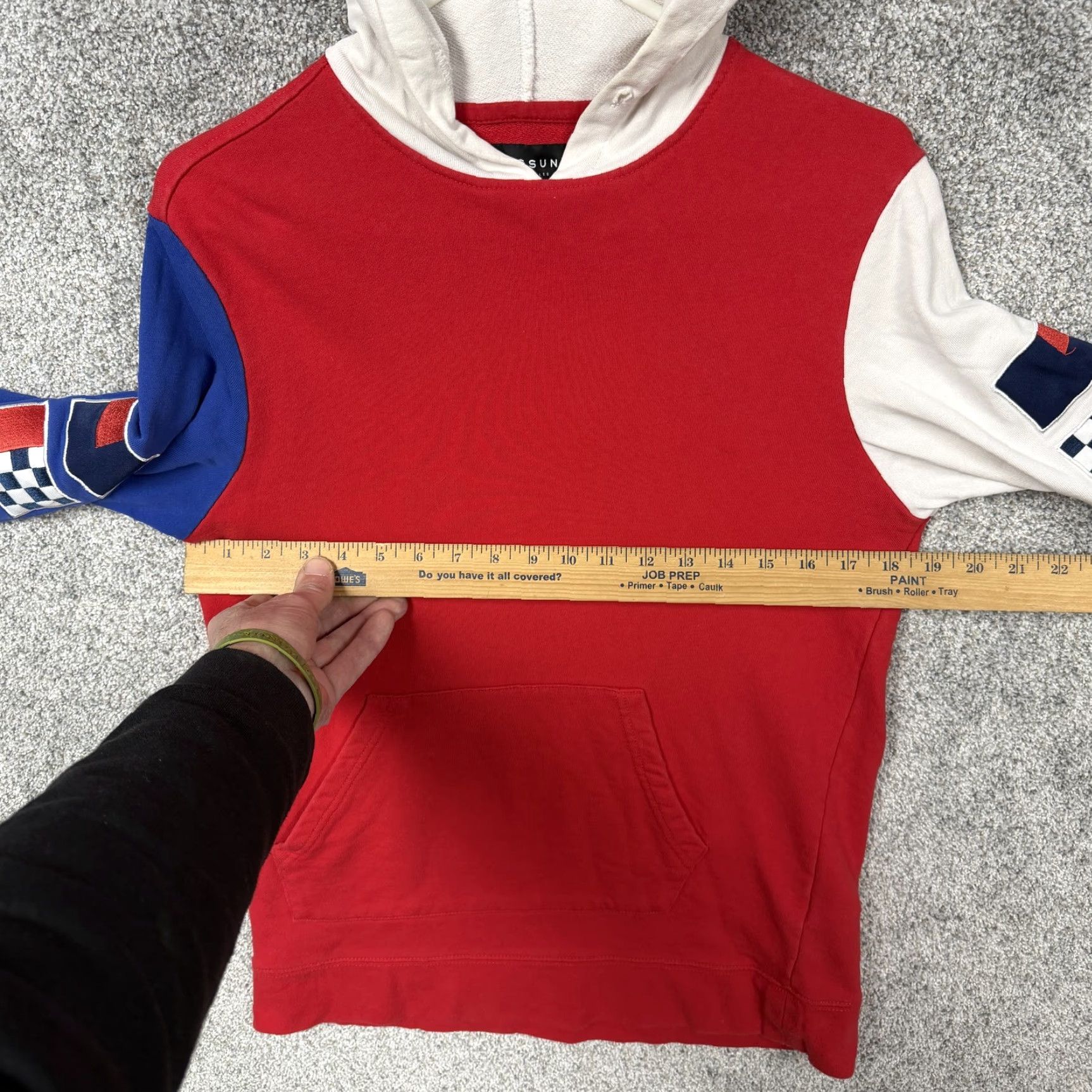 Pacsun PacSun Hoodie Mens S Red White Blue Nautical Flag Sleeve Graphic Sweatshirt Size US S / EU 44-46 / 1 - 4 Thumbnail