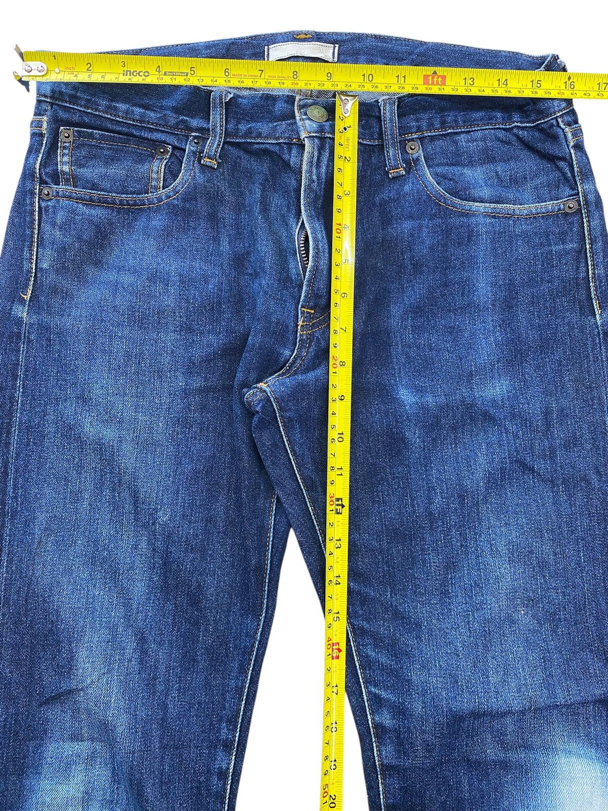 Uniqlo Uniqlo X Selvedge Blue Wash Knee Style Straight Leg Jeans Size US 32 / EU 48 - 6 Thumbnail