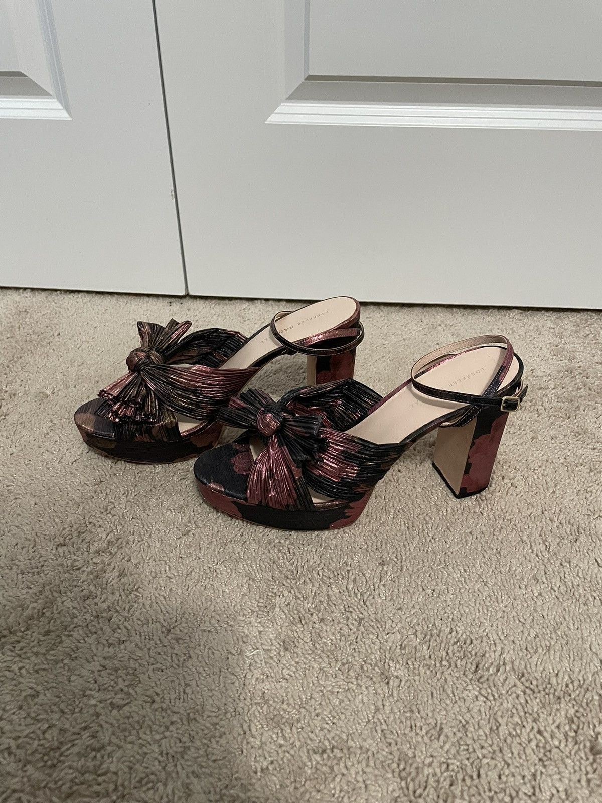 image of Loeffler Randall Natalia Pleated Platform Heel Shoes in Black, Women's (Size 11)