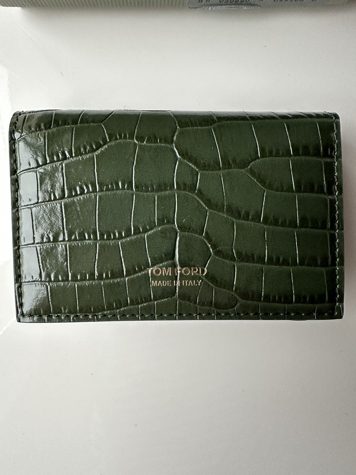 TOM FORD Men's Business Card Holder Croc-Embossed Rifle