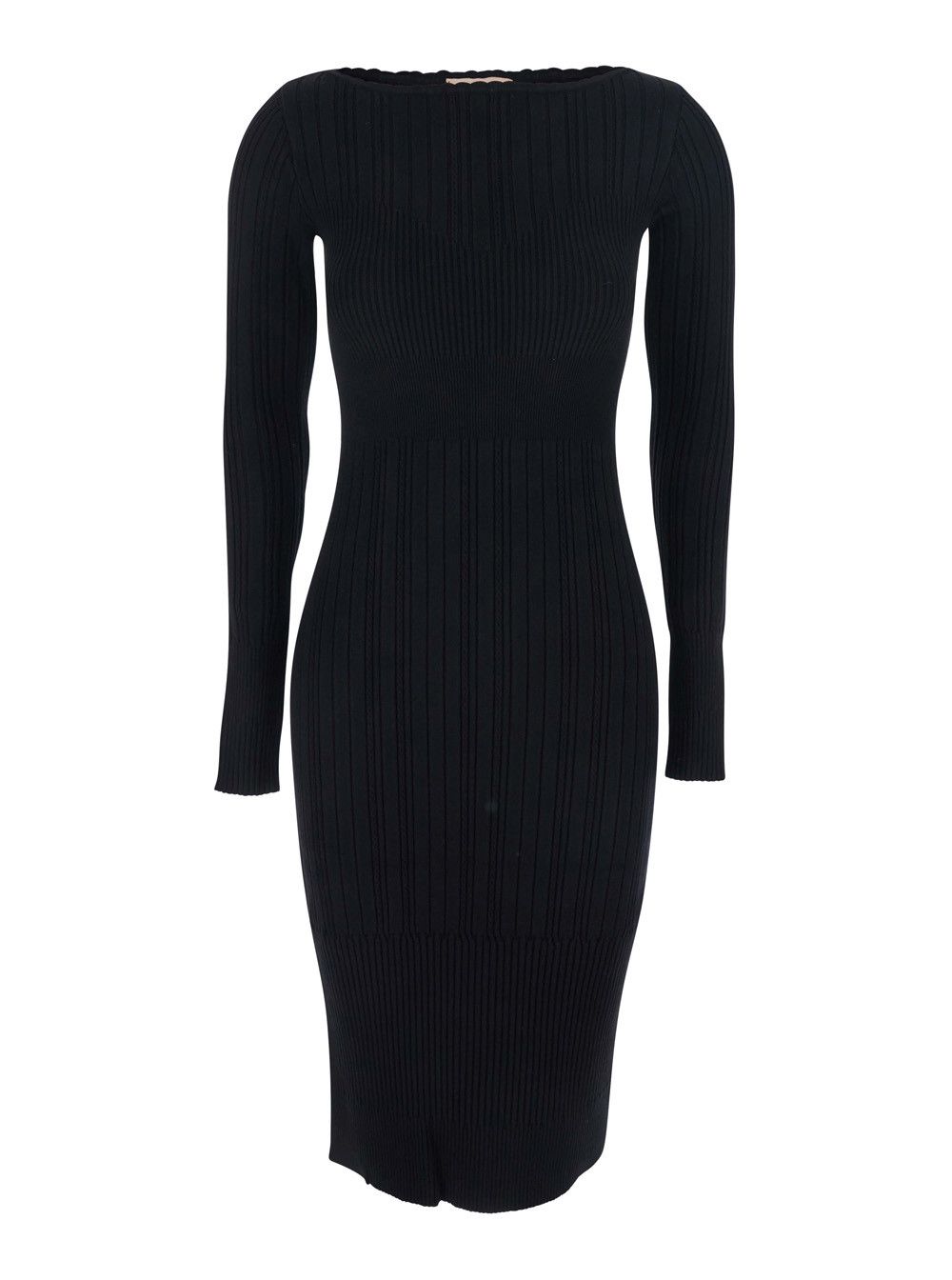 TWINSET Black Long Dress with Boat Neck and Ribbed Design in Fabric Woman Size XS / US 0-2 / IT 36-38 - 1 Thumbnail