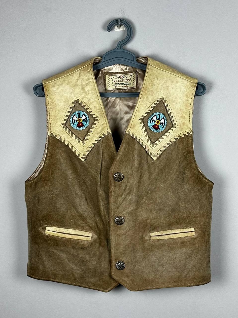 Vintage Vintage Redskins USA Western Cowboy Leather Vest Size US L / EU 52-54 / 3 - 1 Thumbnail