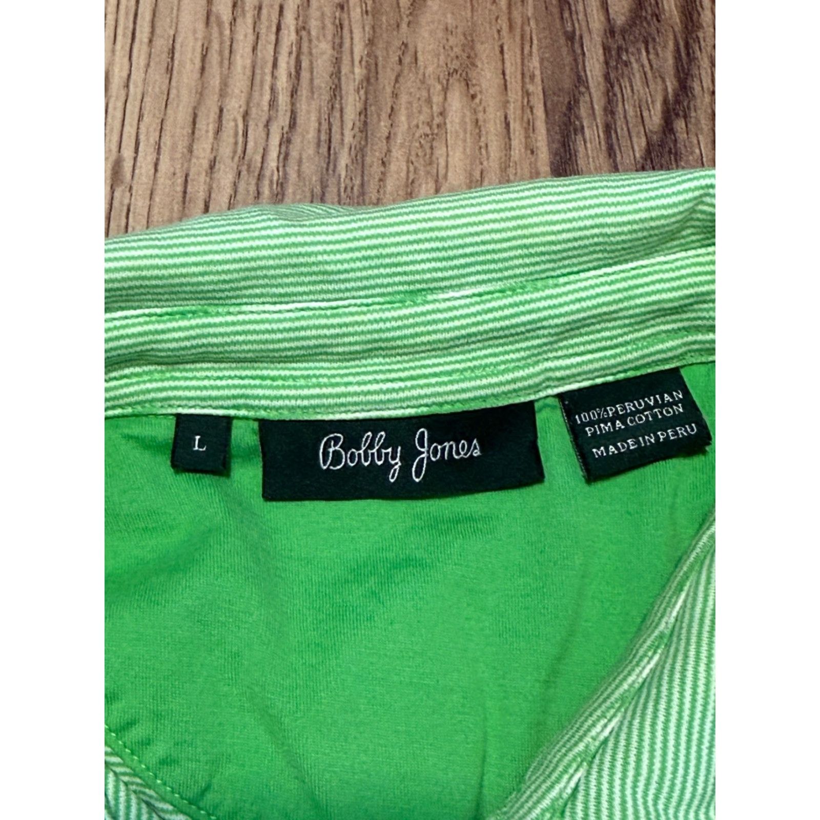 Vintage Bobby Jones Shirt Polo Shirt Men's Large Green White Striped Polo Shirt Size US L / EU 52-54 / 3 - 6 Thumbnail
