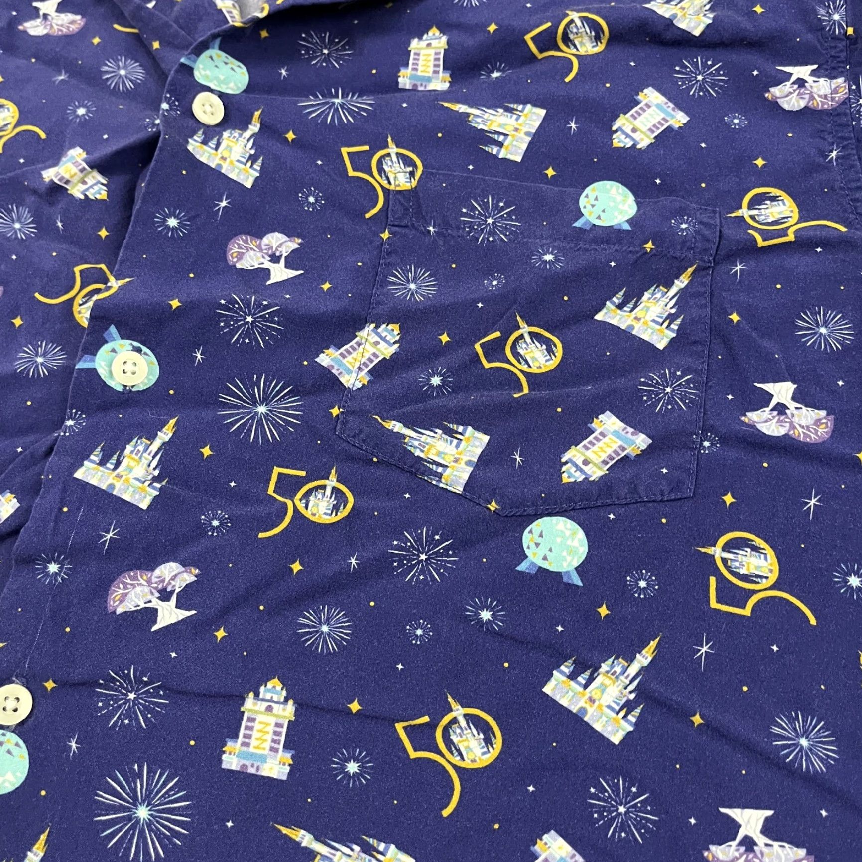 Reyn Spooner VINTAGE Reyn Spooner x Walt Disney 50th Anniversary Camp Button Up Shirt Mens 2XL Blue Geometric Mickey Mouse 90s Mens Size US XXL / EU 58 / 5 - 3 Thumbnail
