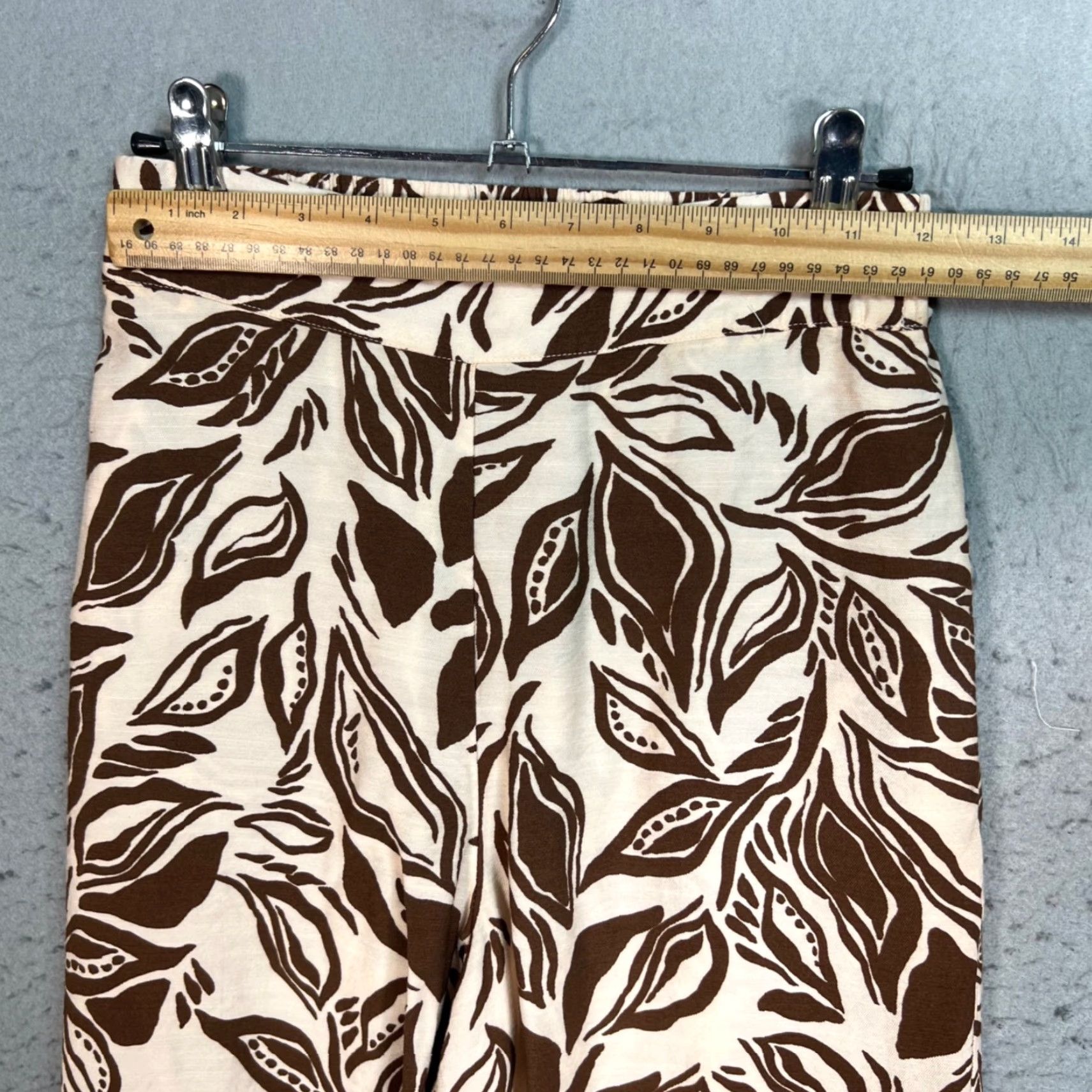 Mango Mango Womens XS Brown Leaf Print Wide-Leg Pants Size 26" / US 2 / IT 38 - 5 Thumbnail