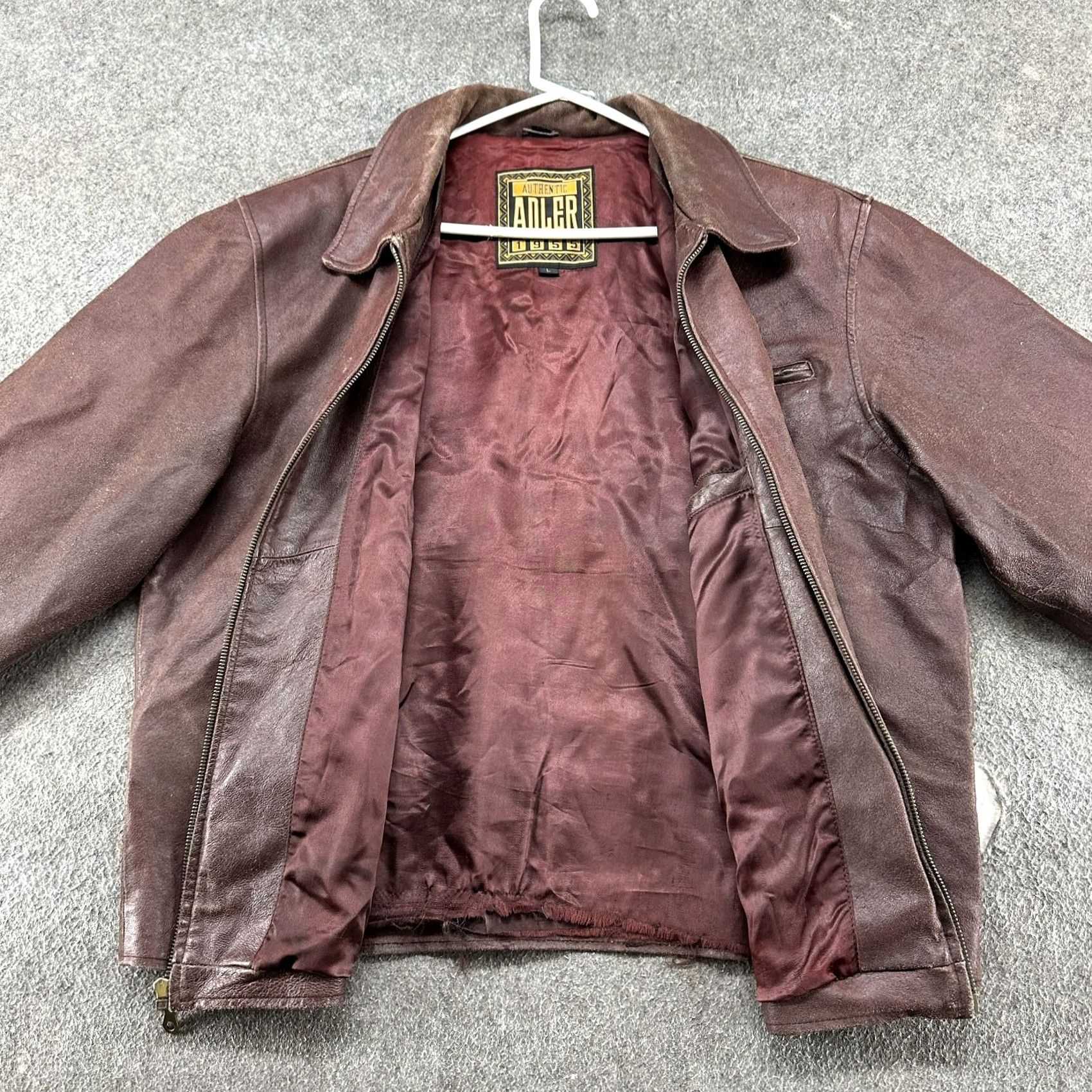 Vintage VINTAGE Adler Leather Jacket Men L Brown Bomber Cossack Half Belt 90s Quilted Zipper Mid-Length Regular Boy Mens Womens Girls Size US L / EU 52-54 / 3 - 2 Thumbnail