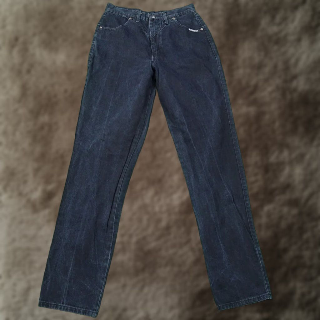 Denime VINTAGE ROUGHRIDER WESTERN DENIM JEANS Womens Plus Size 16 Blue Dark Wash 36" Inseam USA Made Size 38" / US 16 / IT 52 - 1 Thumbnail