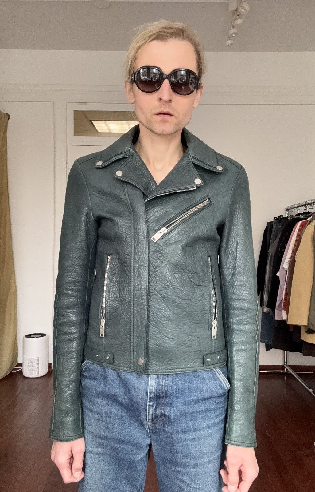Balenciaga Balenciaga AW2014 Green Lamb Leather Biker Jacket Size US S / EU 44-46 / 1 - 14 Thumbnail