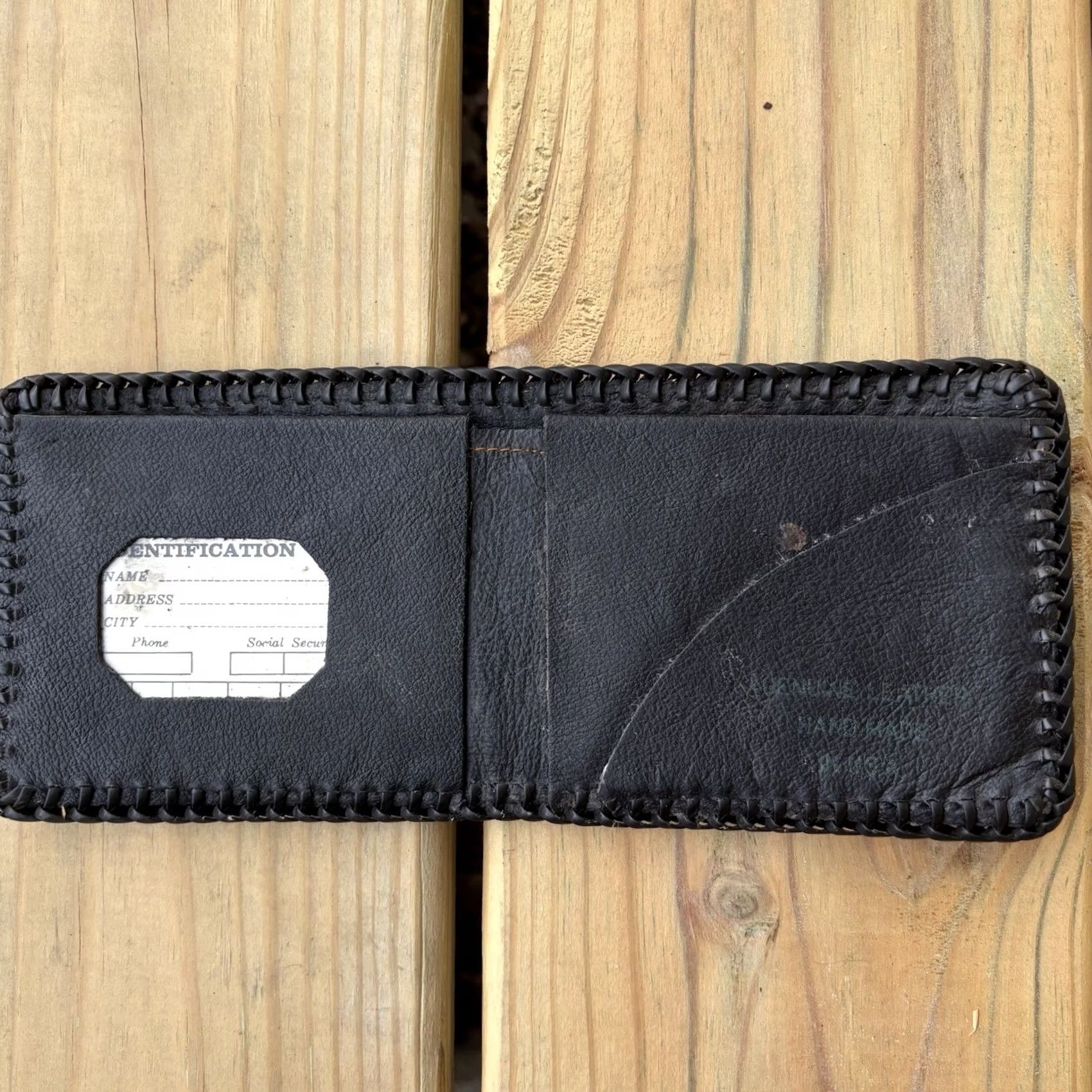 Vintage VINTAGE Leather Wallet Hand Tooled Bi-Fold Handmade Whipstitch Tractor Farmer Men Brown Wallet Size ONE SIZE - 3 Thumbnail