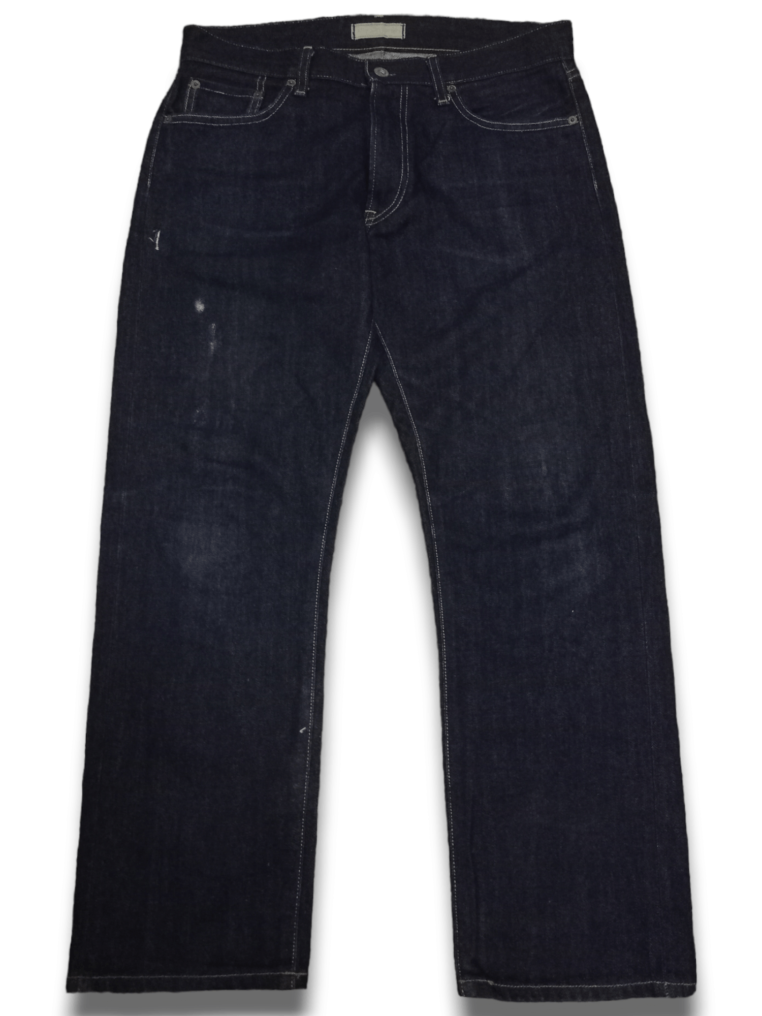 image of Vintage Uniqlo Selvedge Raw Denim Distressed Jeans in Dark Blue, Men's (Size 33)