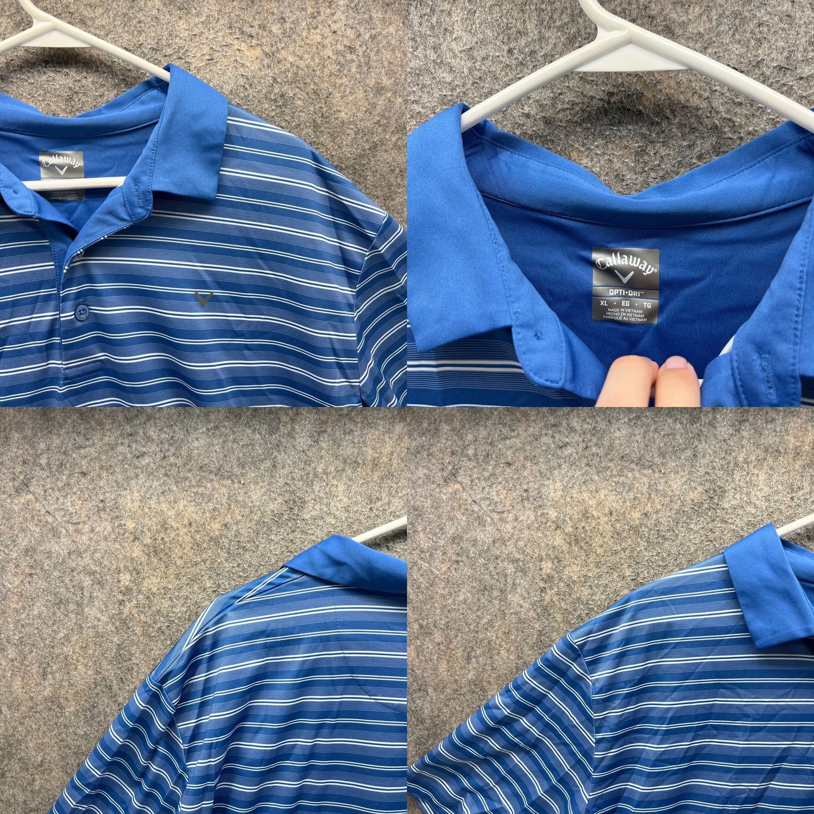 Callaway Callaway Polo Shirt Mens XL Blue Opti Dri Polyester Stripes Golf Extra Large Shirt Short Sleeve Button Logo Striped Casual Sportswear Men Accessories? Size US XL / EU 56 / 4 - 8 Thumbnail