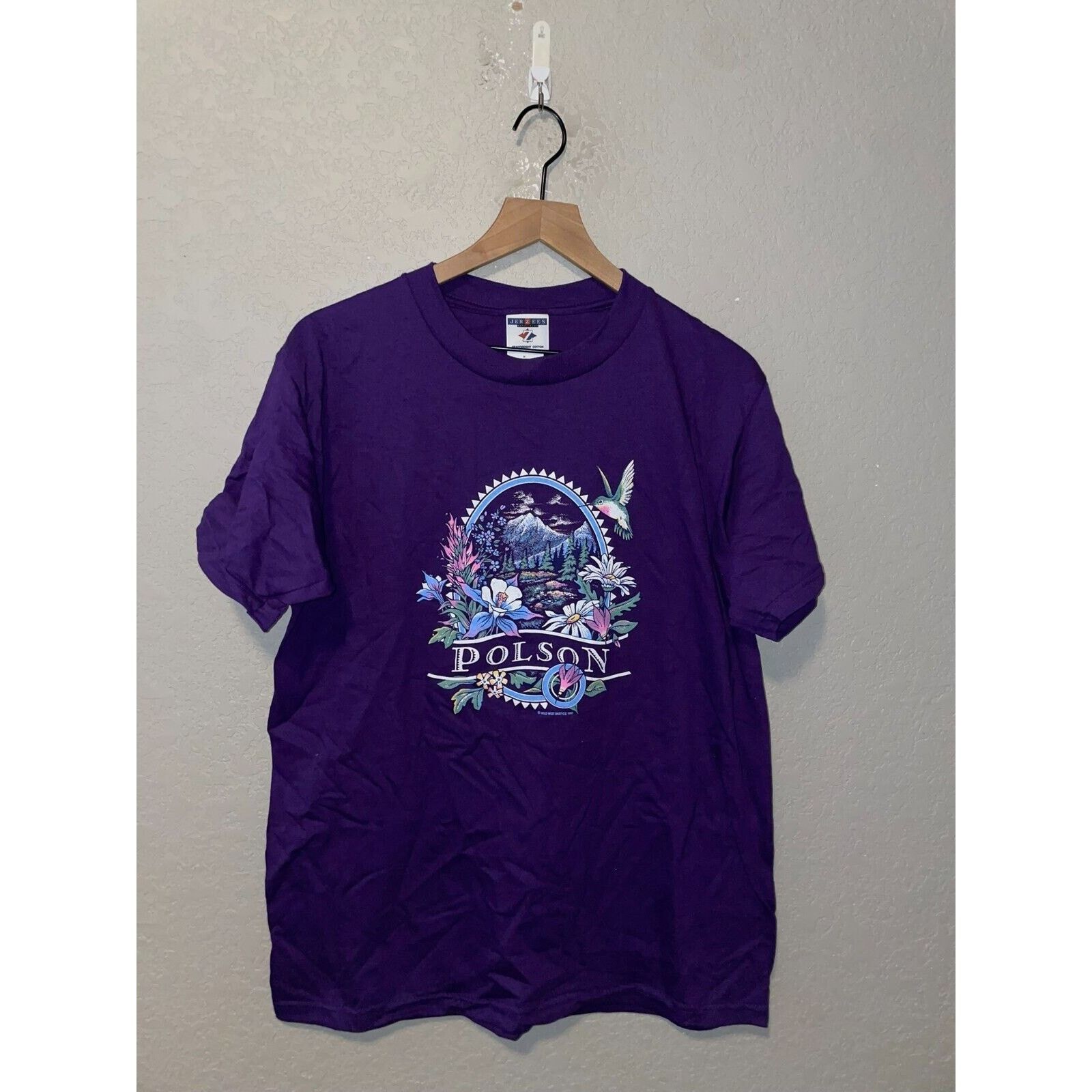 Jerzees Vintage Polson Shirt Mountain Graphic Tee 90s VTG 1997 M Size US M / EU 48-50 / 2 - 1 Thumbnail