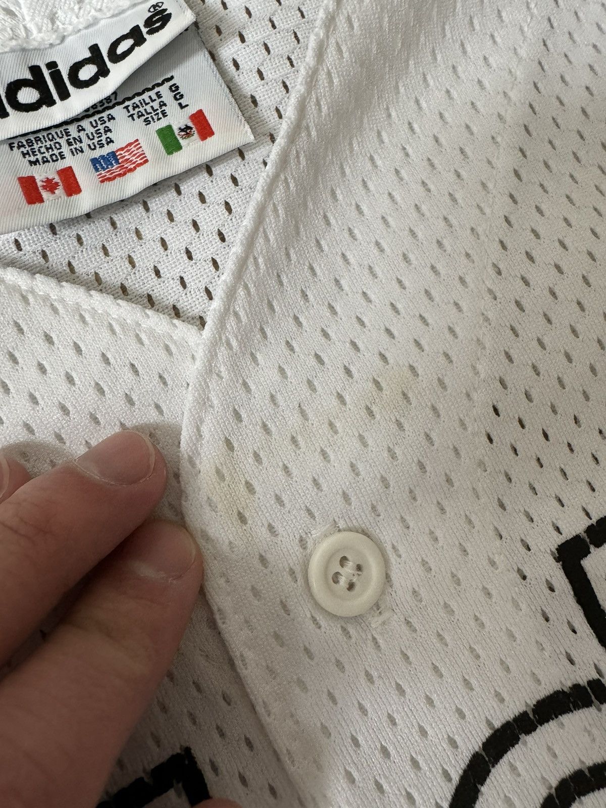 Vintage Vintage 90s Adidas Big Logo Baseball Jersey Made In USA Size US L / EU 52-54 / 3 - 4 Thumbnail
