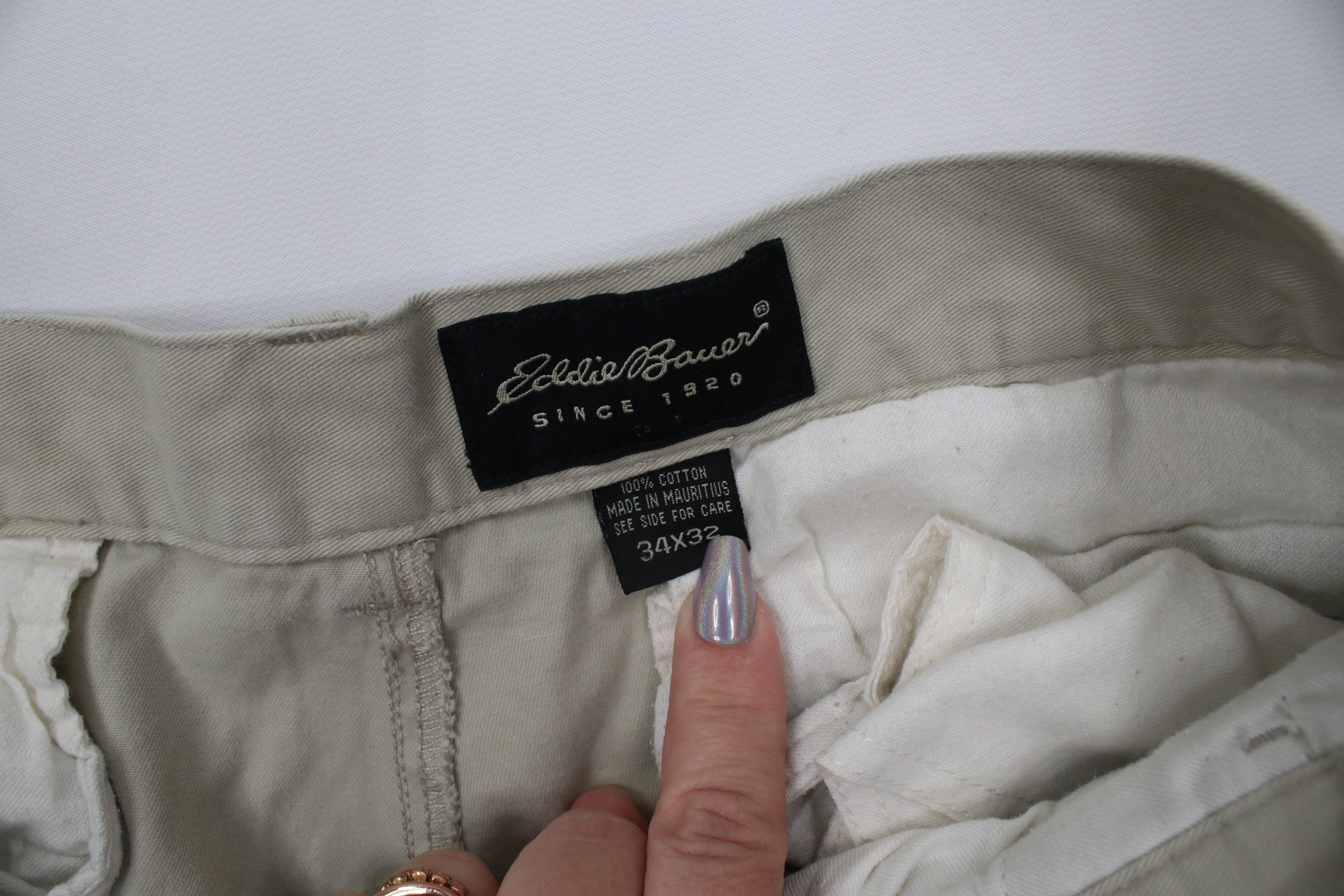 Eddie Bauer Vintage 90s Eddie Bauer Baggy Wide Leg Cargo Pants Stone Size US 34 / EU 50 - 7 Thumbnail