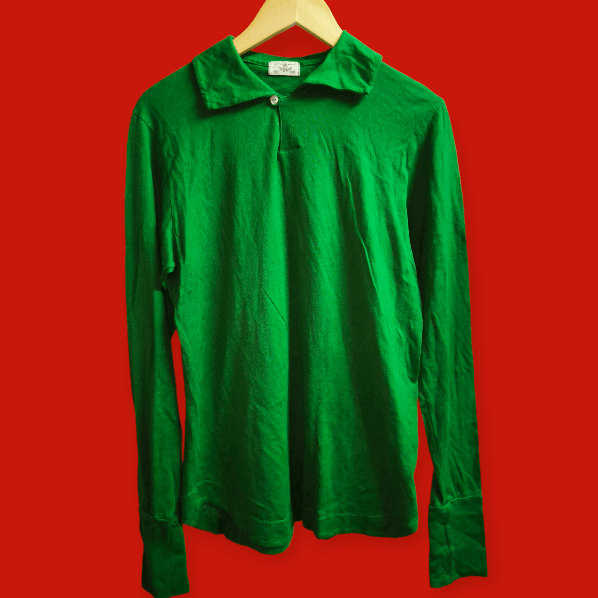 45rpm × Japanese Brand × Vintage Green Collar Longsleeve Tee Size US M / EU 48-50 / 2 - 4 Thumbnail