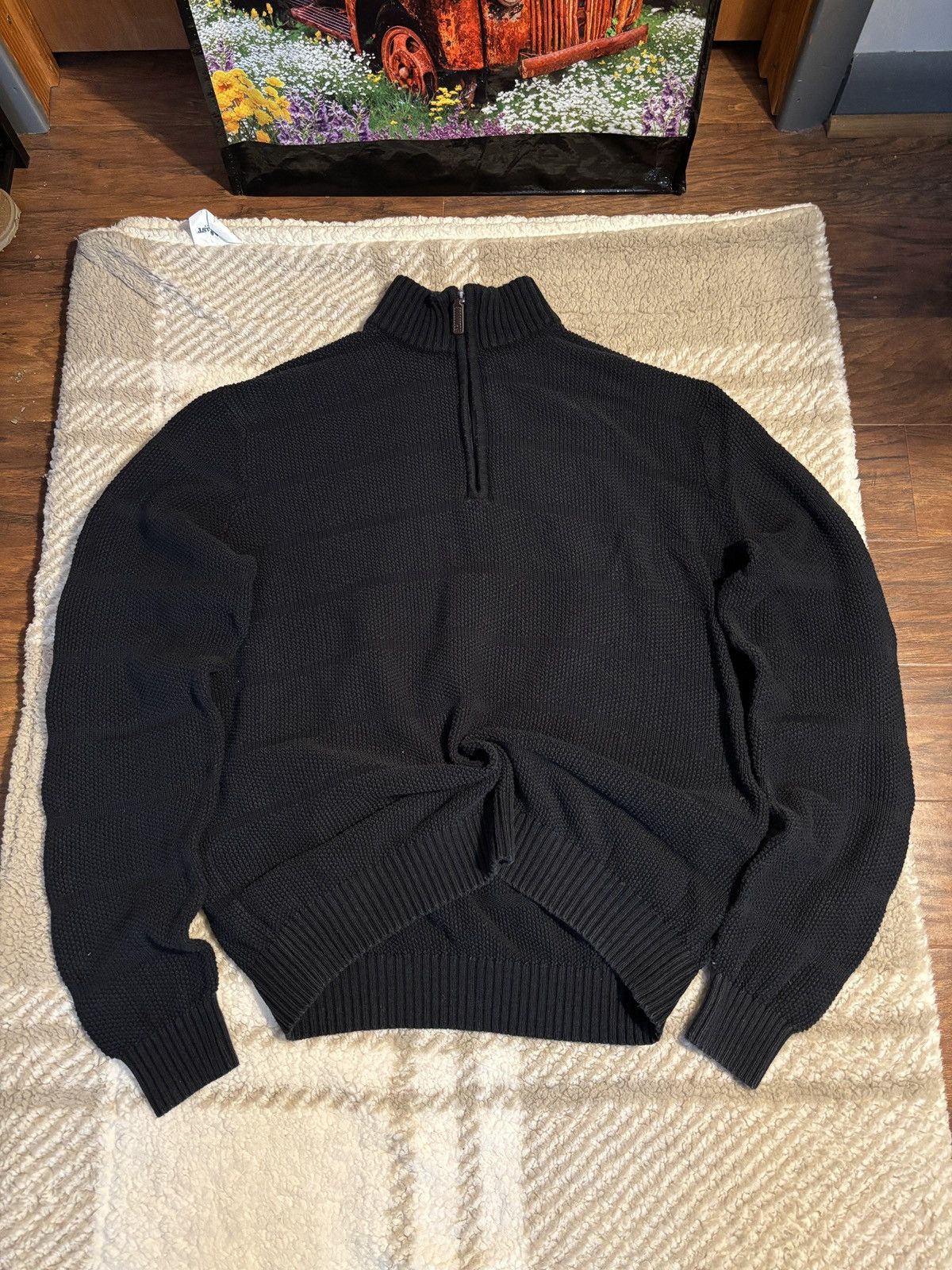 Izod Black Knit Quarter Zip striped Size US M / EU 48-50 / 2 - 1 Thumbnail