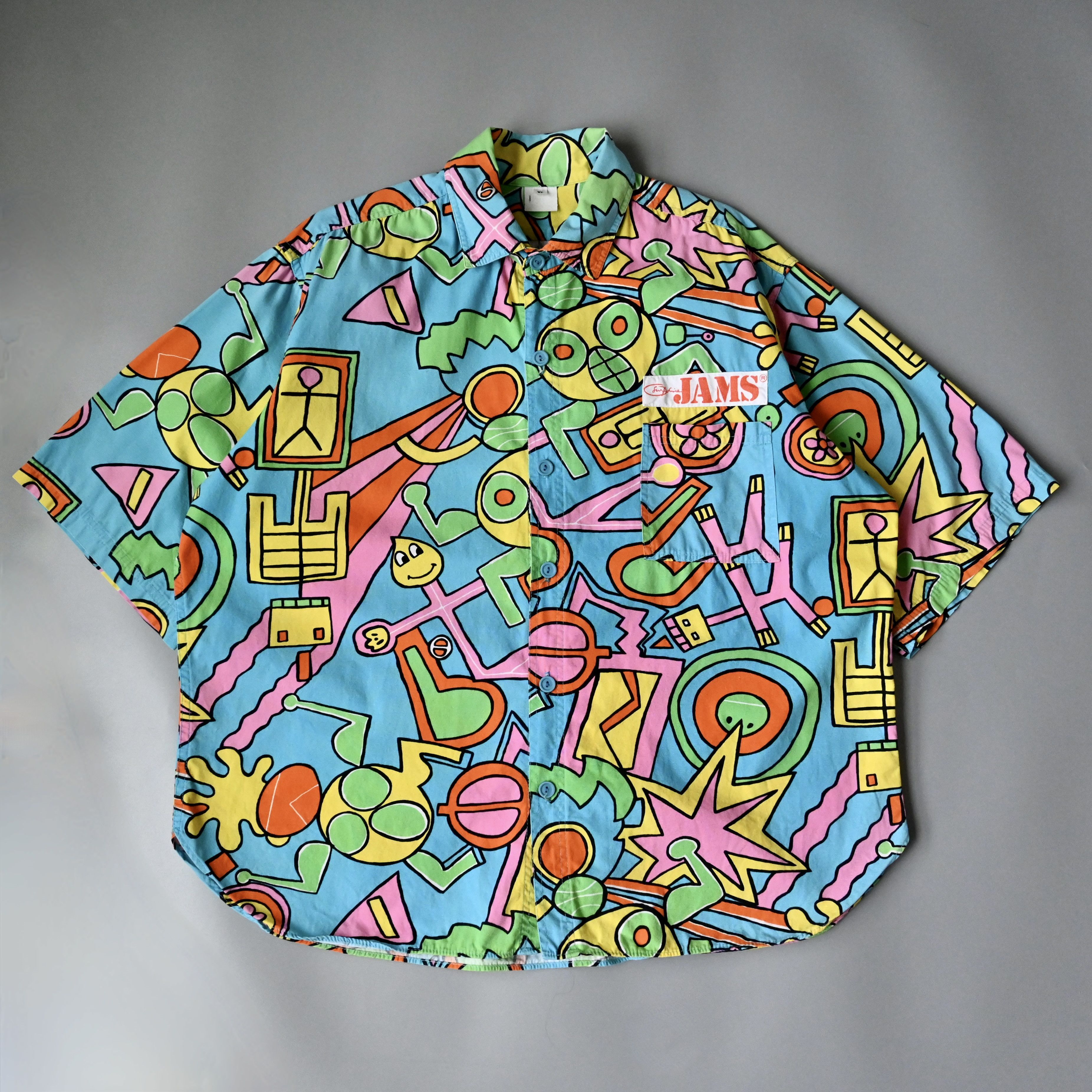 Jams World VTG 80s JAMS Surfline postmodern art cotton shirt XL, robot Size US XL / EU 56 / 4 - 1 Thumbnail