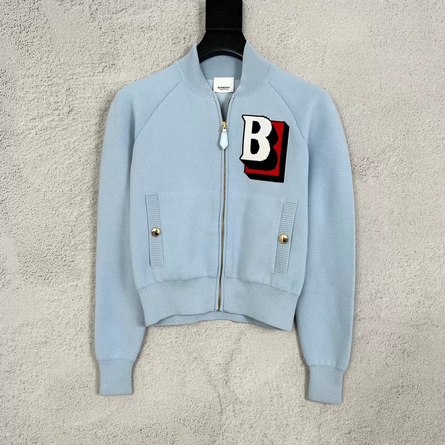 Burberry Blue Zip-Front Bomber Jacket XXS Size US XXS / EU 40 - 1 Thumbnail