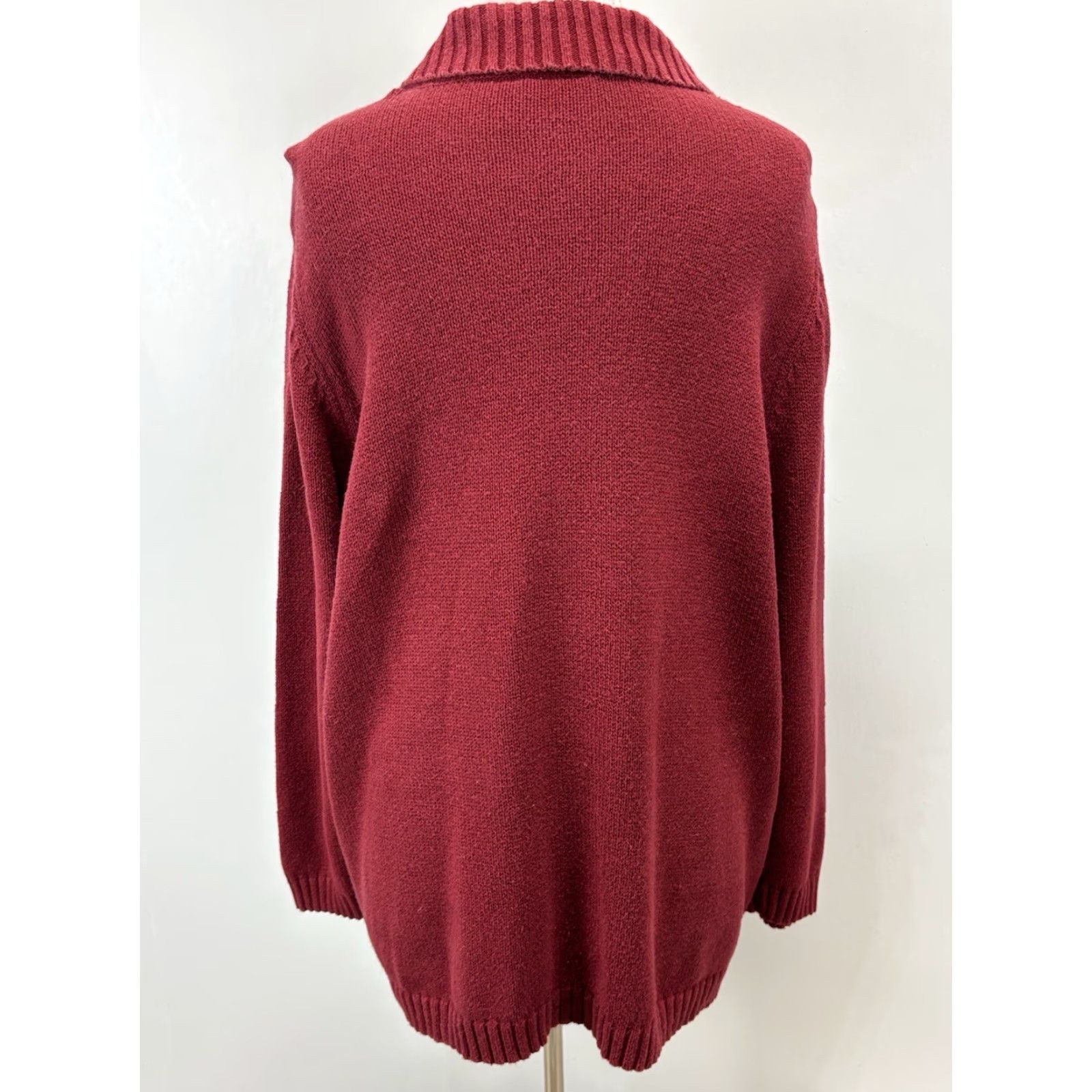 Cherokee VINTAGE Cherokee Cardigan Sweater Ladies 2X Plus Full Zip Floral Embroidered 90s Red Cotton Blend Women’s Size XXL / US 16-18 / IT 52-54 - 3 Thumbnail