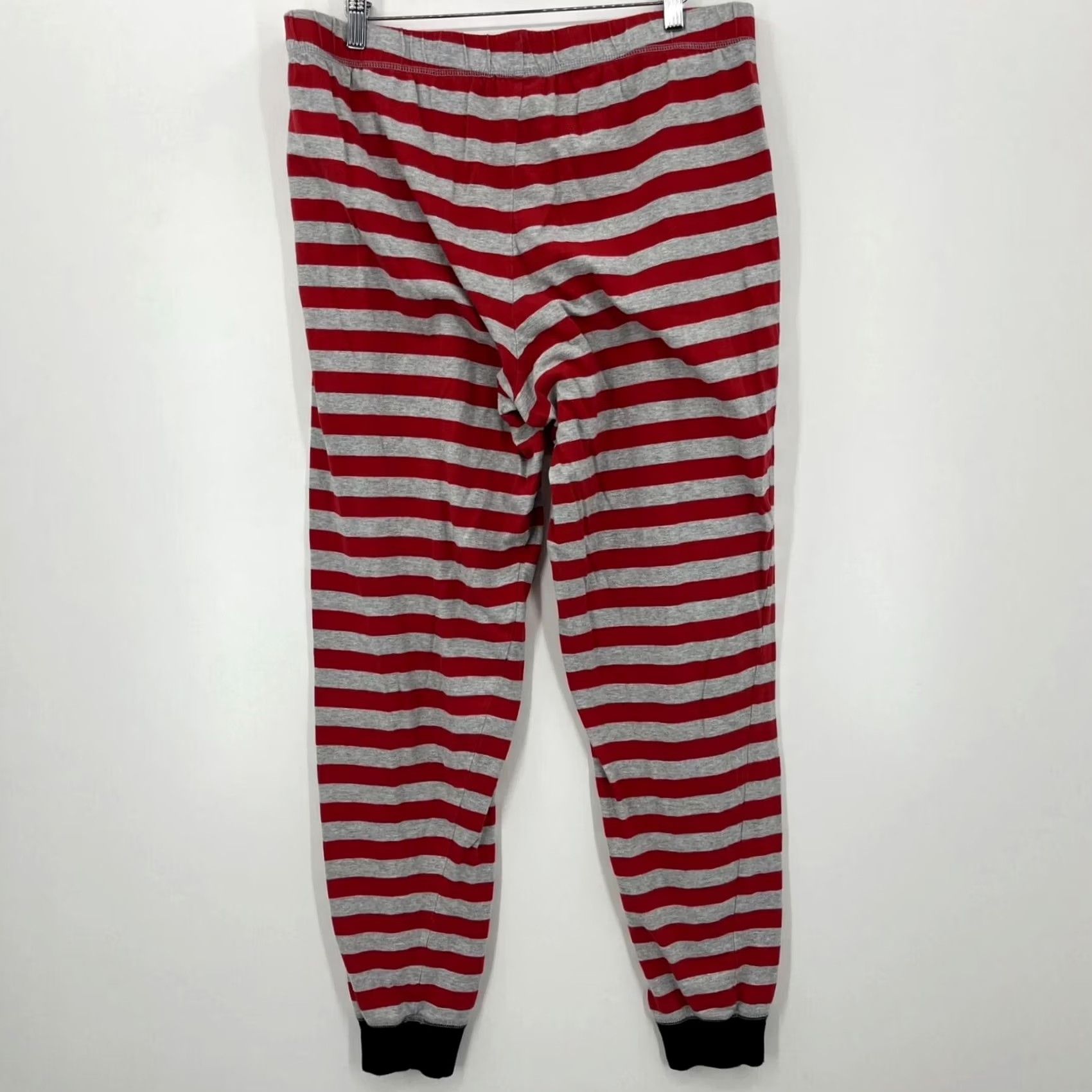 Disney Disney Pajama Pants Men L Red Striped Lightweight Cotton Blend Logo Adult Regular Size US 33 - 5 Thumbnail