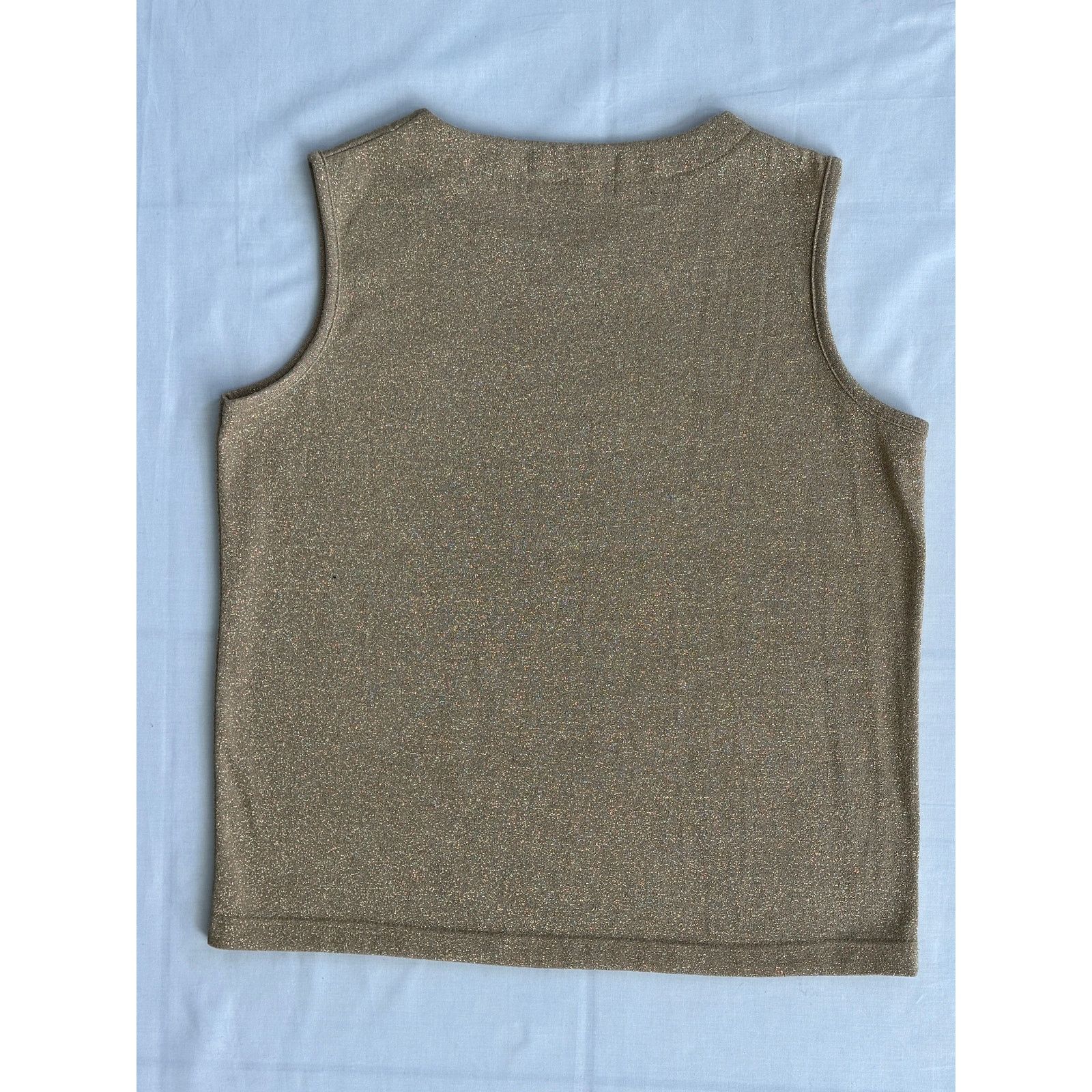 Bob Mackie Vintage Bob Mackie Gold Metallic Knit Tank Top L Size US L / EU 52-54 / 3 - 5 Thumbnail