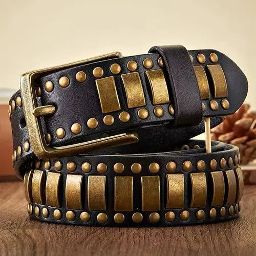 Genuine Leather Horiuchi x Shi 115 cm Rivet Studded Belt Size ONE SIZE - 7 Thumbnail