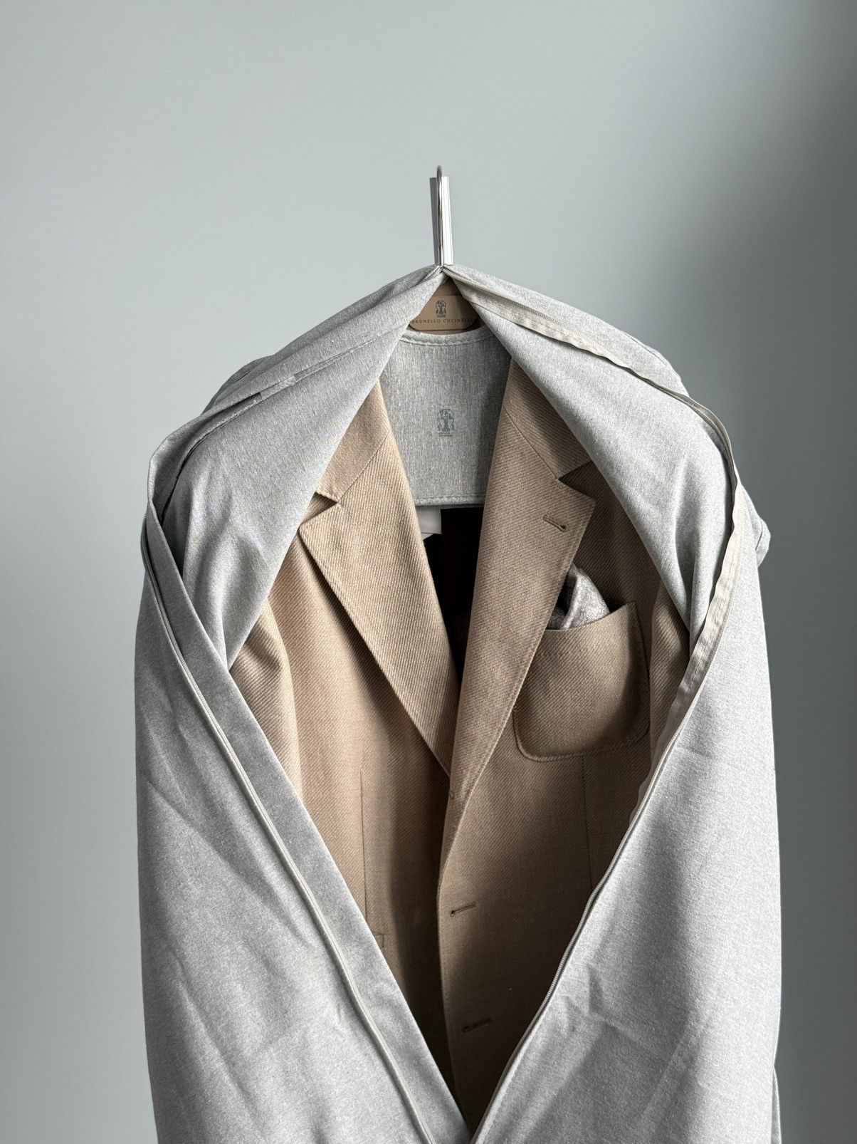Brunello Cucinelli NWT Brunello Cucinelli Wool Linen Silk Beige Blazer Mens 50 Size 40R - 6 Thumbnail