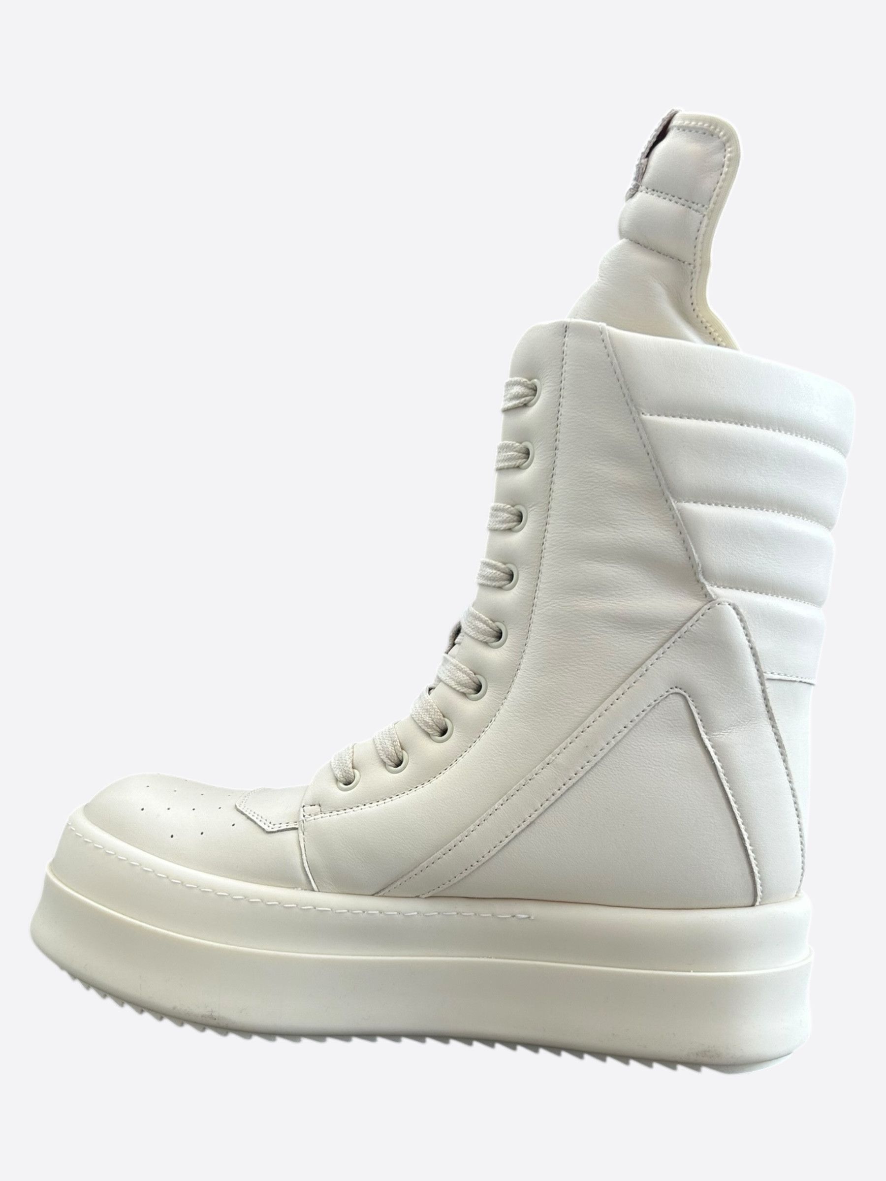 Rick Owens Rick Owens White Mega Geobaskets Size US 7 / EU 40 - 6 Thumbnail