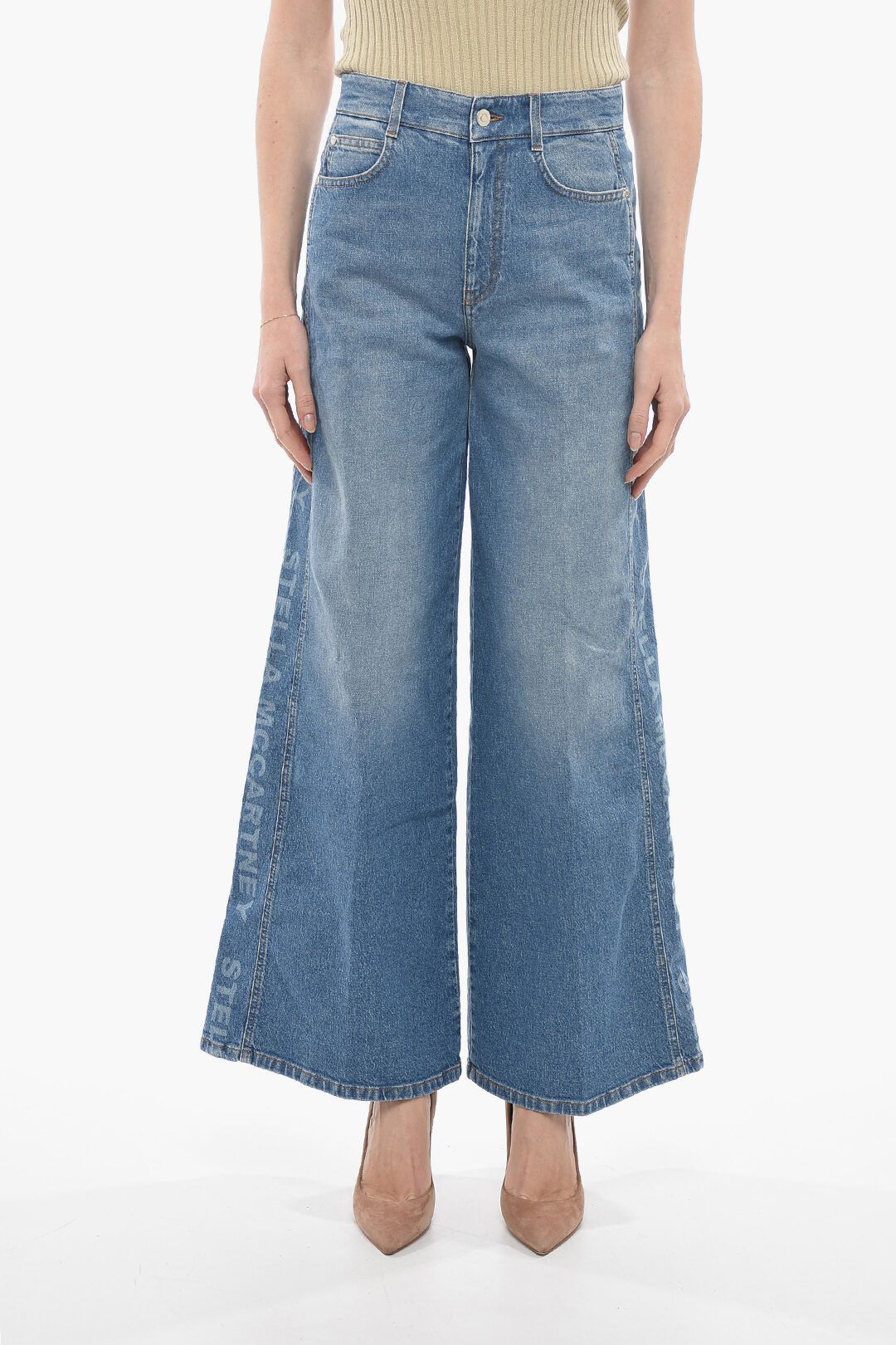 Stella McCartney og1mm0824 Cotton Flared Fit Denims With Side Logoed in Blue Size 26" / US 2 / IT 38 - 1 Thumbnail