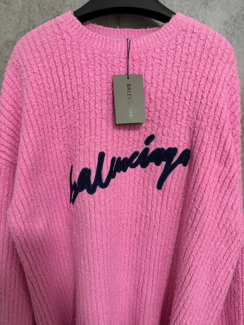 Balenciaga Balenciaga Embroidered Logo Pink Knit Sweater Size S / US 4 / IT 40 - 2 Thumbnail