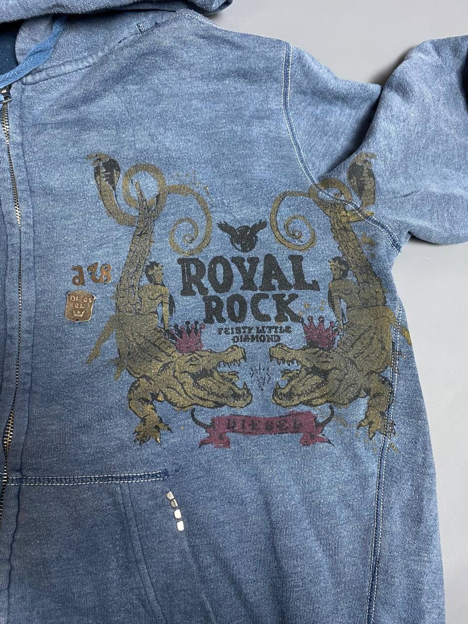 Diesel Diesel Royal Rock Zip Hoodie Sz M Blue Fabric Faded Graphic Size US M / EU 48-50 / 2 - 3 Thumbnail