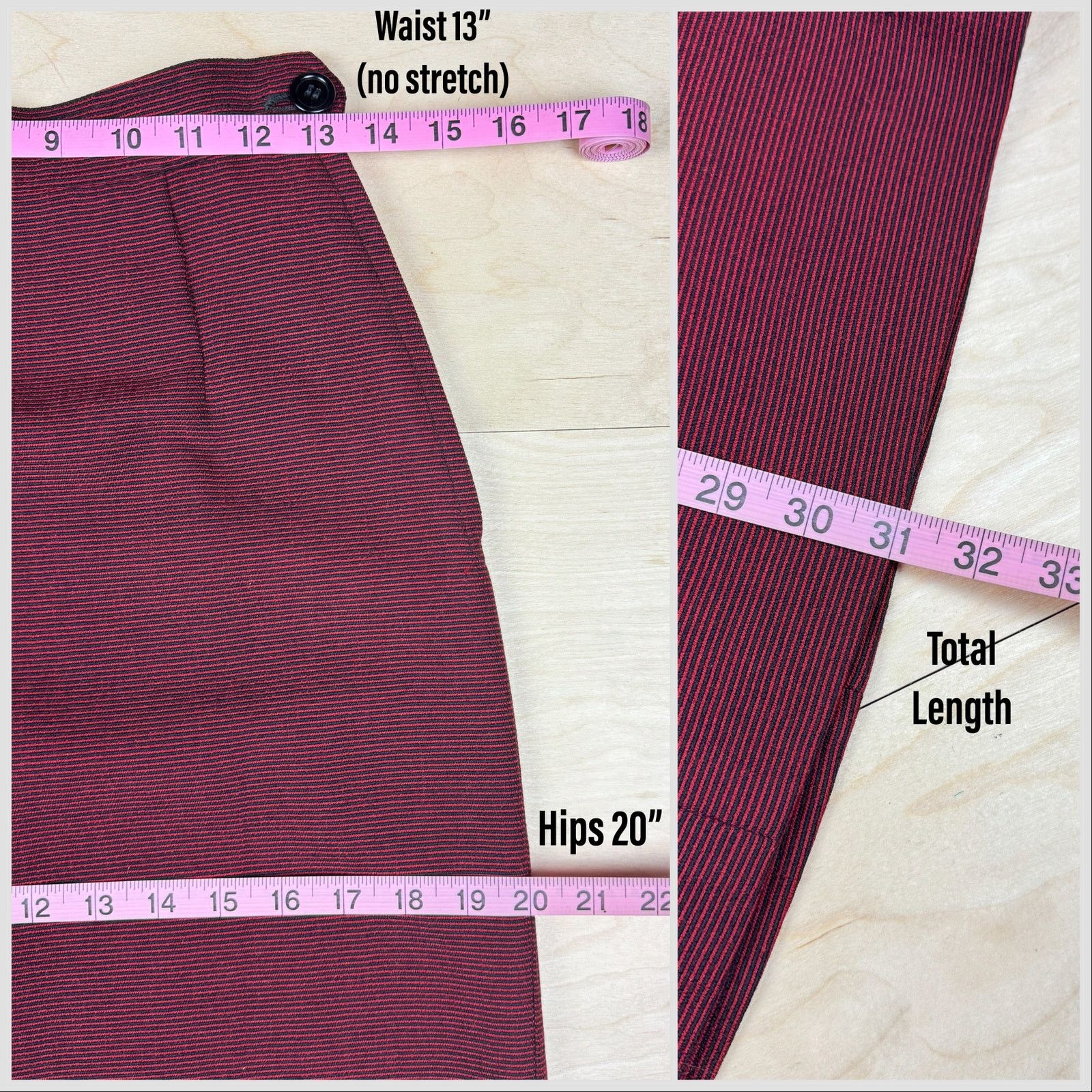 Vintage Vintage 1950s Red and Black Pinstripe A-Line Midi Skirt Size 26" / US 2 / IT 38 - 5 Thumbnail
