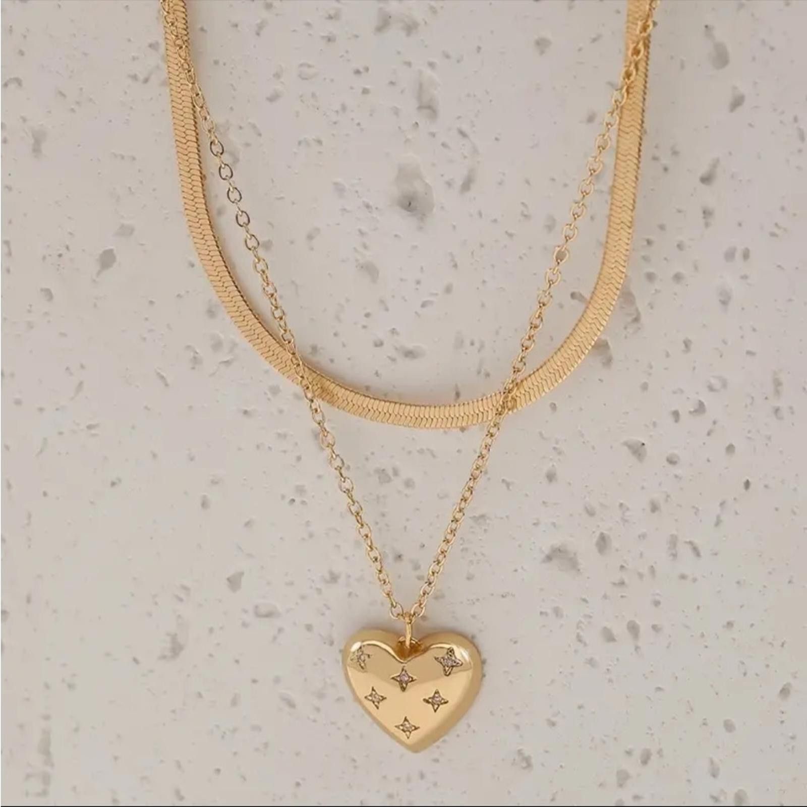 Designer Womens Necklace Heart Pendant 18K Gold Plated Stainless Size ONE SIZE - 2 Thumbnail