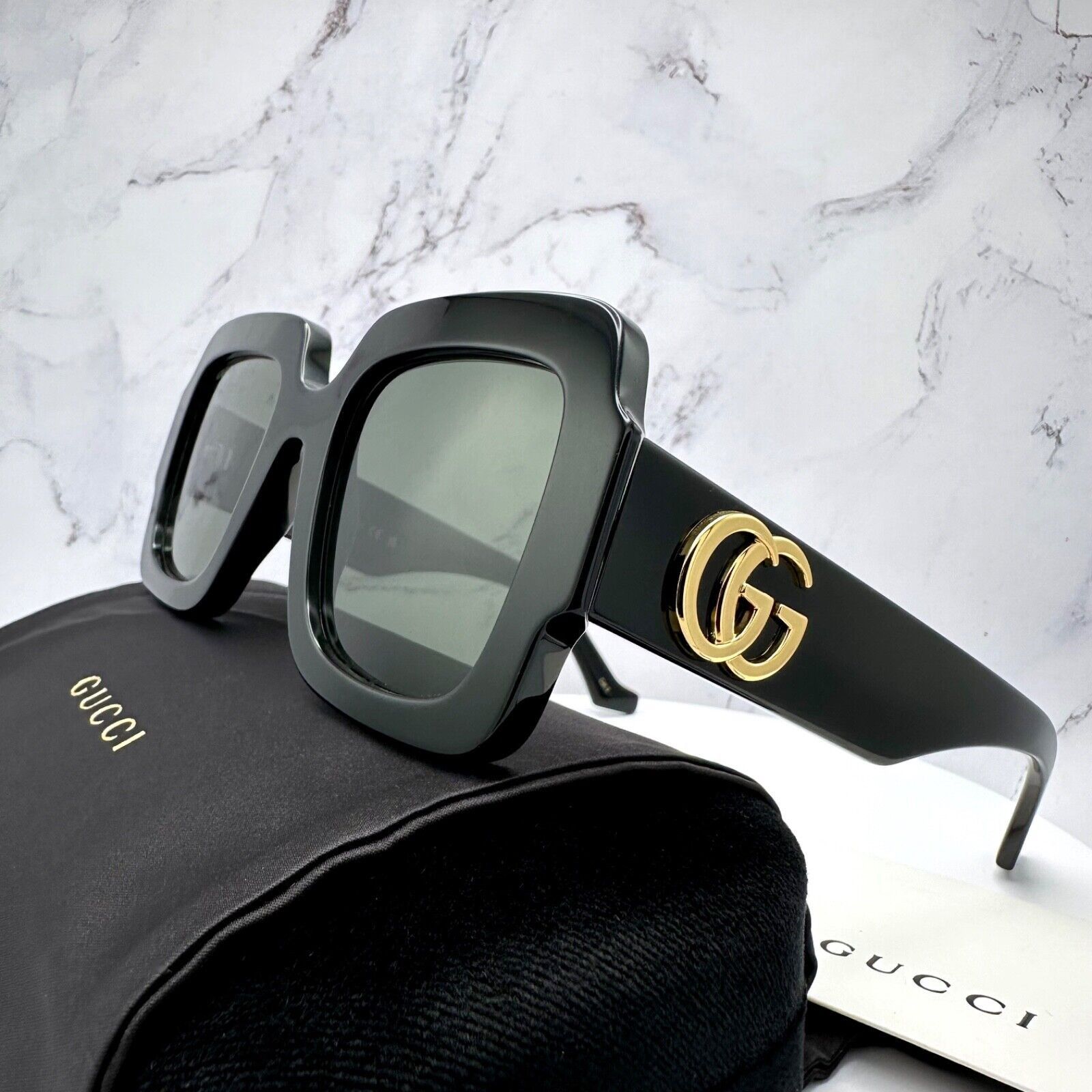 Gucci Gucci Sunglasses New Black Oversized Gold Metal GG Authentic Size ONE SIZE - 3 Thumbnail