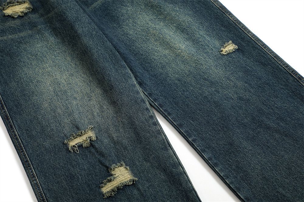 Japanese Brand × Jean Dark blue washed loose casual ripped cargo jeans Size US 32 / EU 48 - 7 Thumbnail