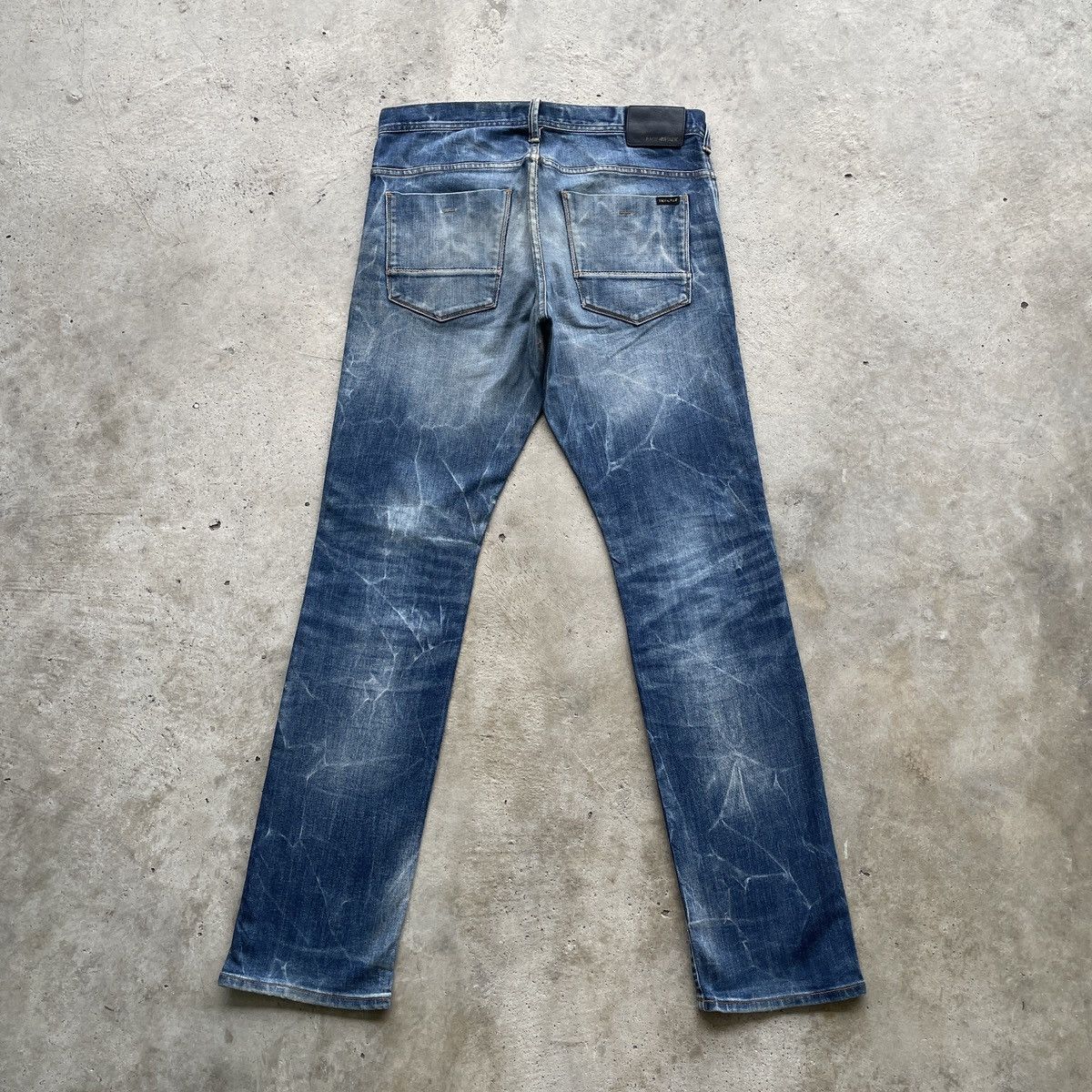 Japanese Brand × Jean × Numbers Vintage Back Number Distressed Faded Jeans Pants Denim W33 Size US 33 - 2 Thumbnail