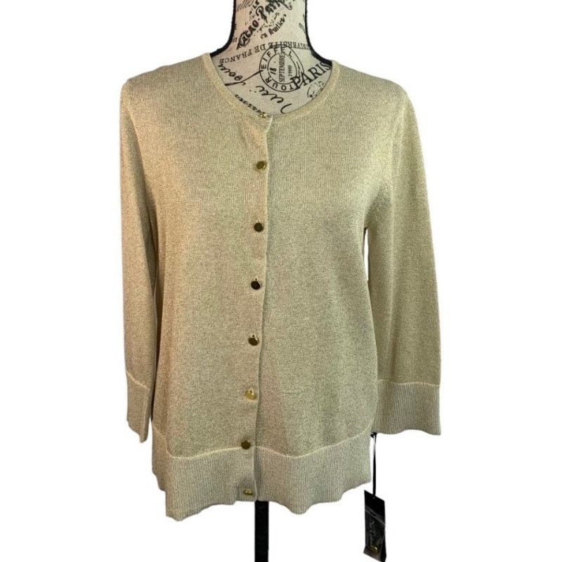 Other Nue Options Women's Medium Sweater Gold Sequins Long Sleeve Size M / US 6-8 / IT 42-44 - 2 Thumbnail