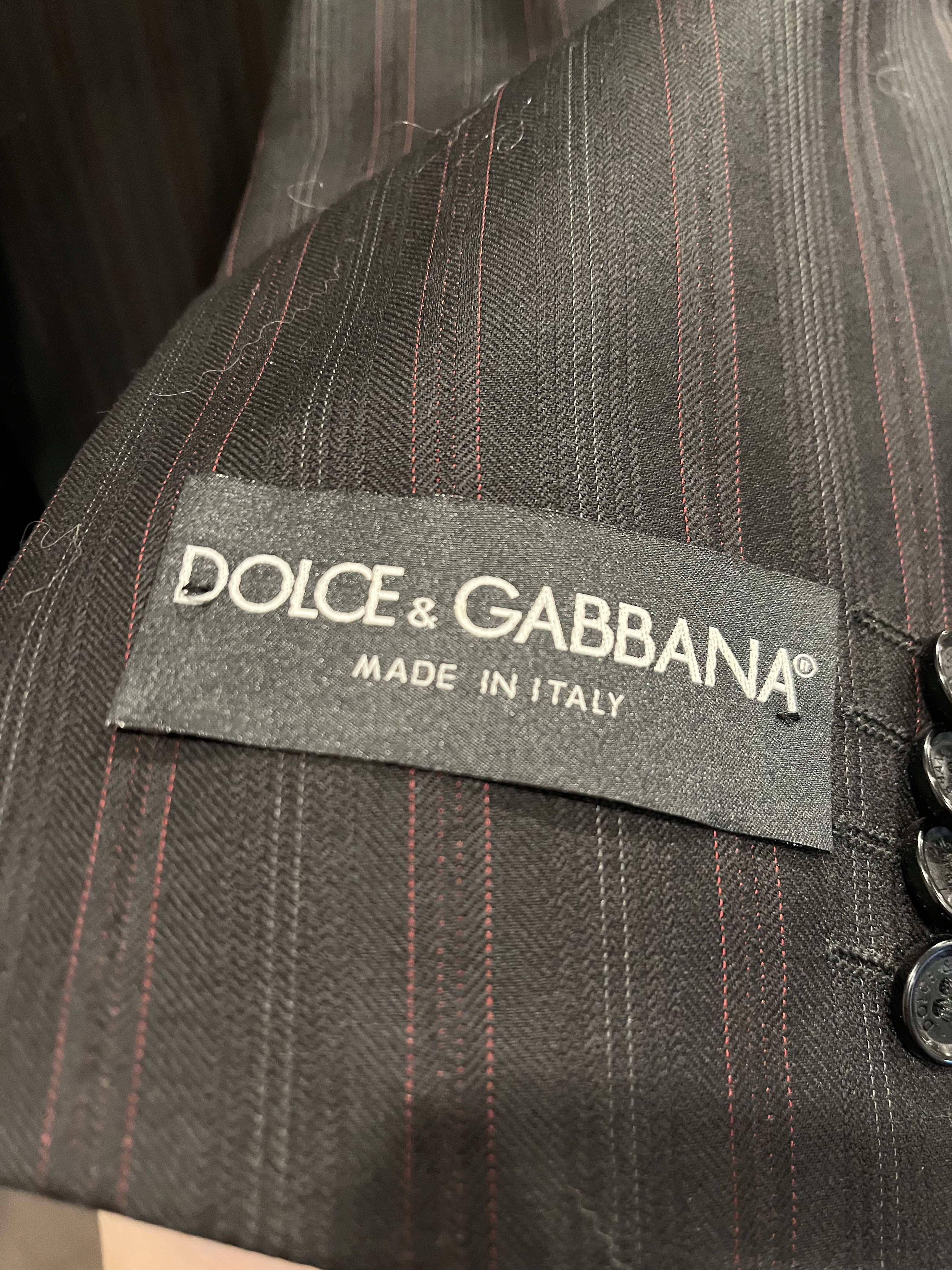 Dolce & Gabbana Dolce & Gabbana Men’s 3-Piece Italian Pinstripe Suit. Size 46R - 7 Thumbnail