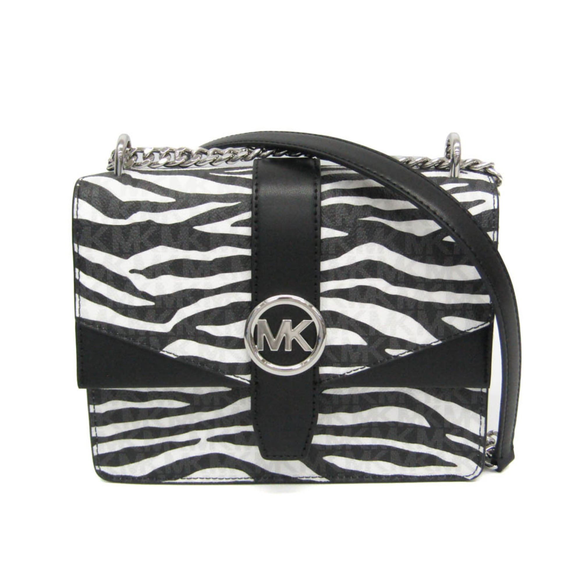 Michael Kors Michael Kors GREENWICH 35S5SGRC1V Women's PVC,Leather Shoulder Bag Black,White Size ONE SIZE - 1 Thumbnail