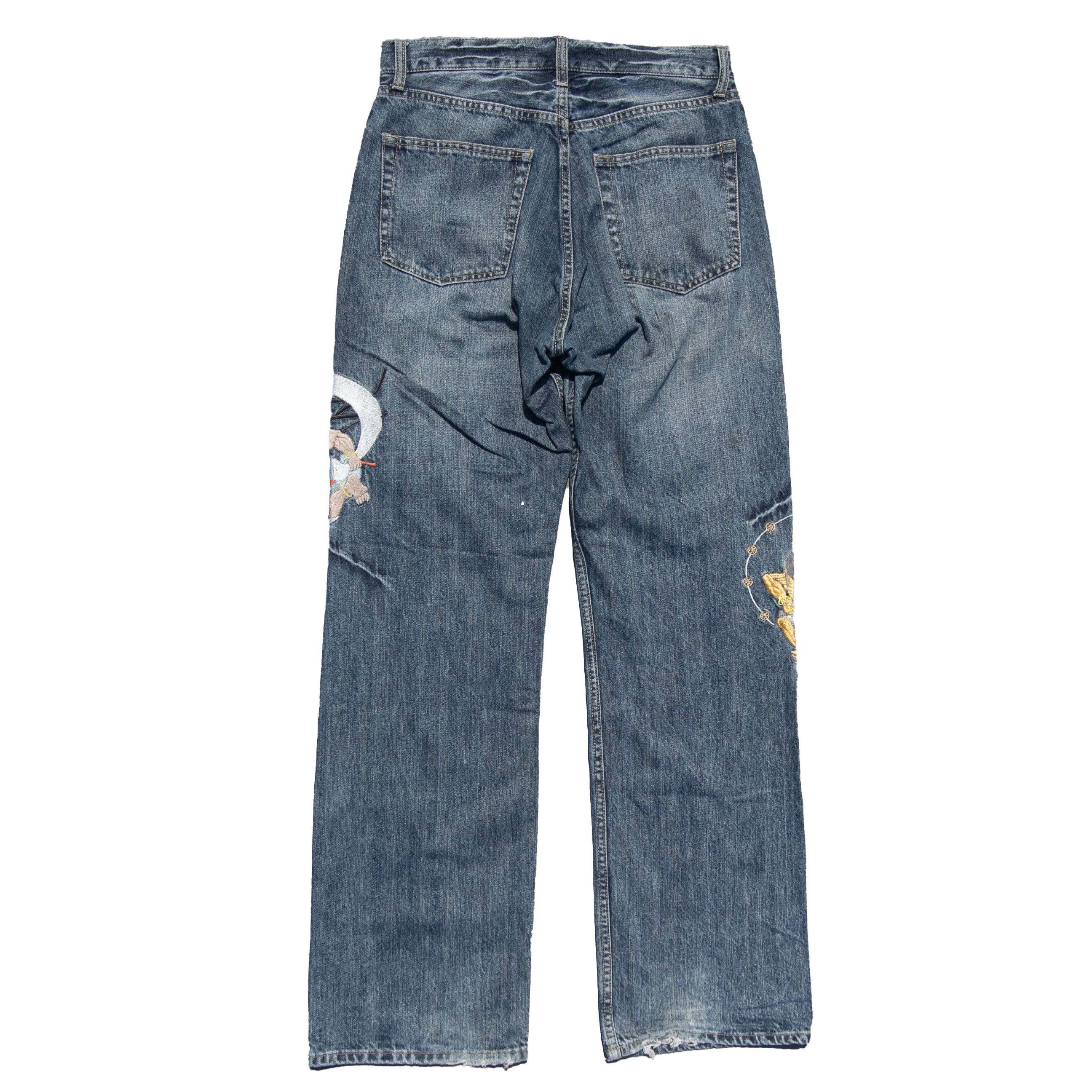 Japanese Brand × Le Grande Bleu (L.G.B.) Fujin Raijin Sukajan Jeans Japan Size US 32 / EU 48 - 2 Thumbnail