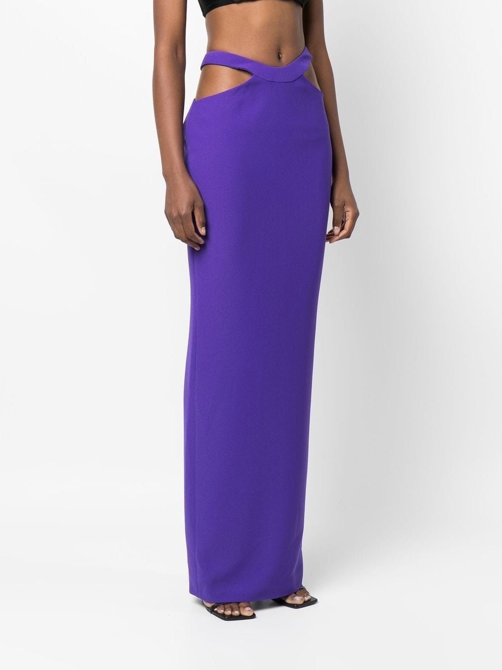 Monot MONOT Cut-out Waist Back Slit Purple Maxi Skirt Size 26" / US 2 / IT 38 - 2 Thumbnail