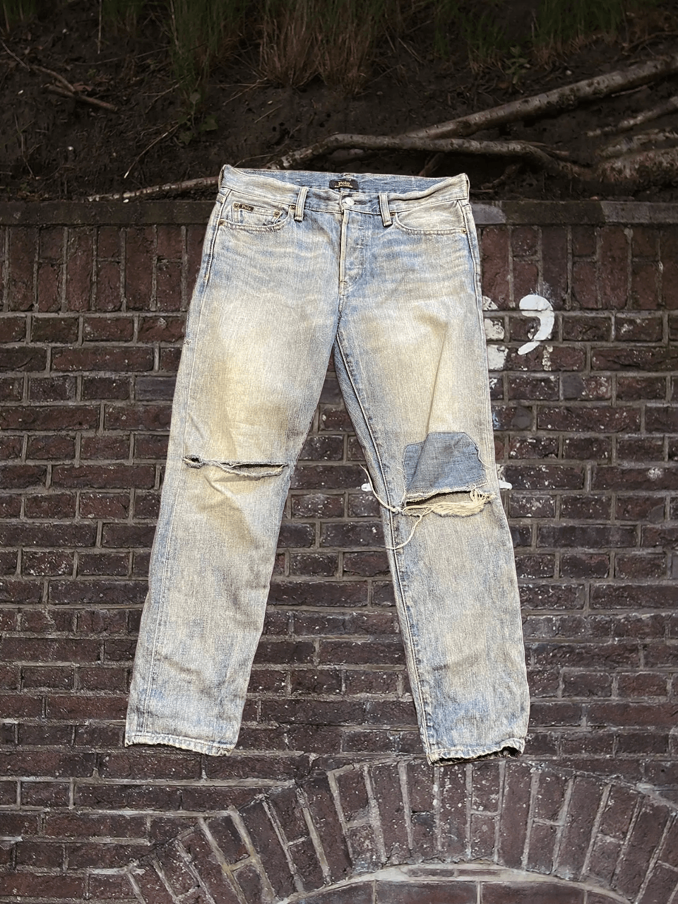 Polo Ralph Lauren POLO RALPH LAUREN DISTRESSED Blue Denim Jeans Classic Fit Size US 27 - 1 Thumbnail