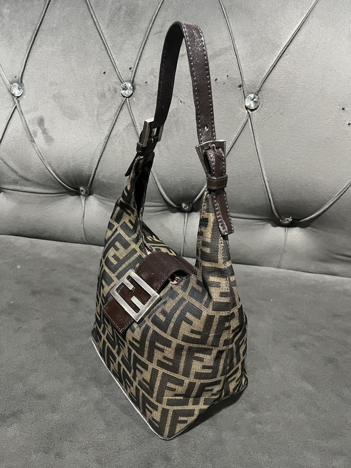 Fendi Authentic FENDI Tobacco Zucca Canvas Mia Hobo Bag Size ONE SIZE - 6 Thumbnail