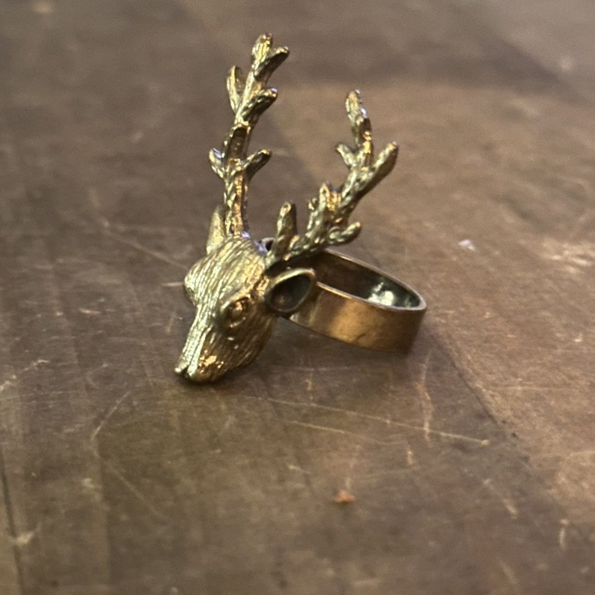 Vintage Vintage bronze tone deer head ring Size ONE SIZE - 6 Thumbnail