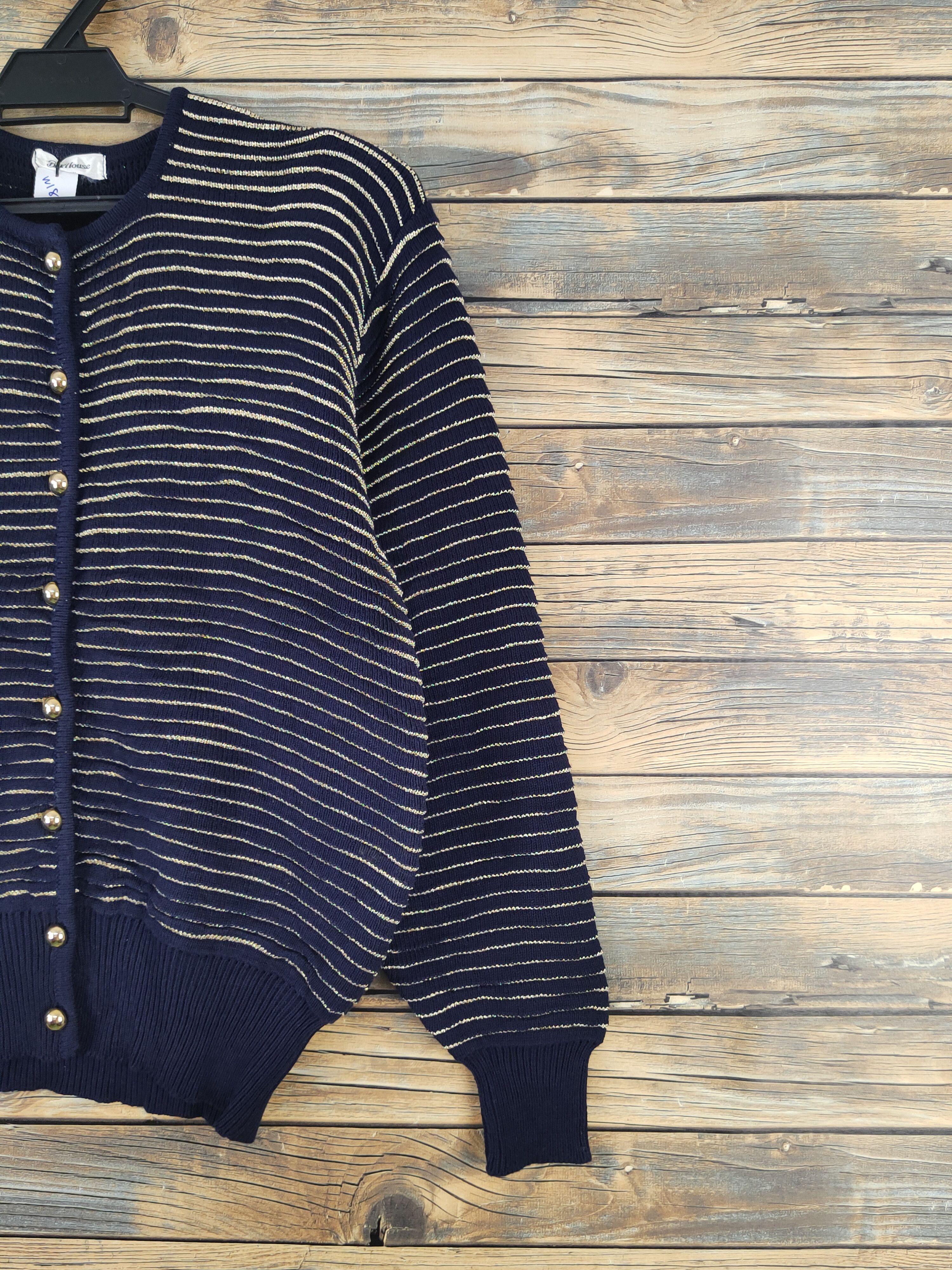 Vintage Bell House Navy stripe Knitwear Cardigan #W1812 Size S / US 4 / IT 40 - 5 Thumbnail