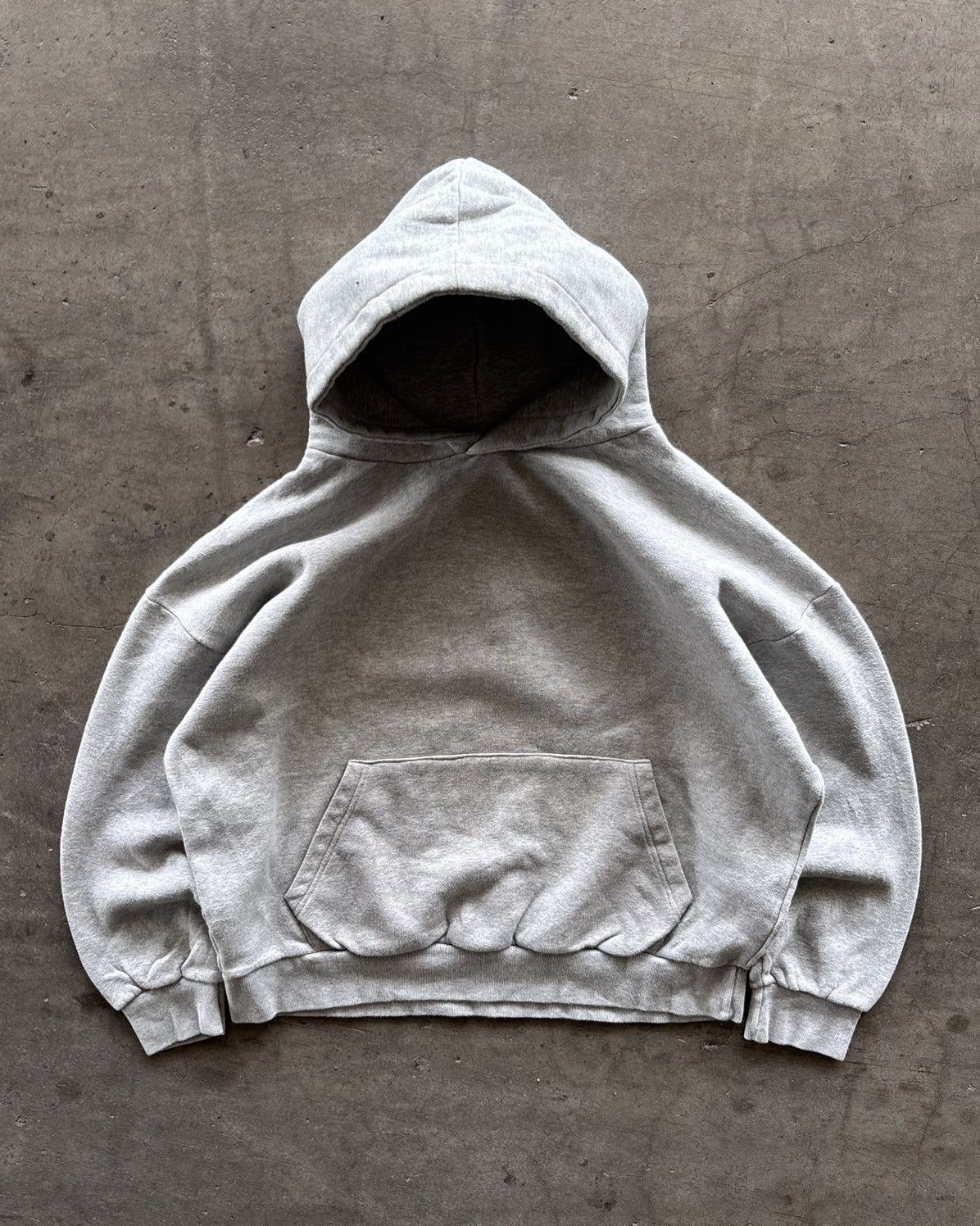 Russell Athletic 2000s Heavyweight Heather Grey Blank Boxy Hoodie Size US M / EU 48-50 / 2 - 1 Thumbnail