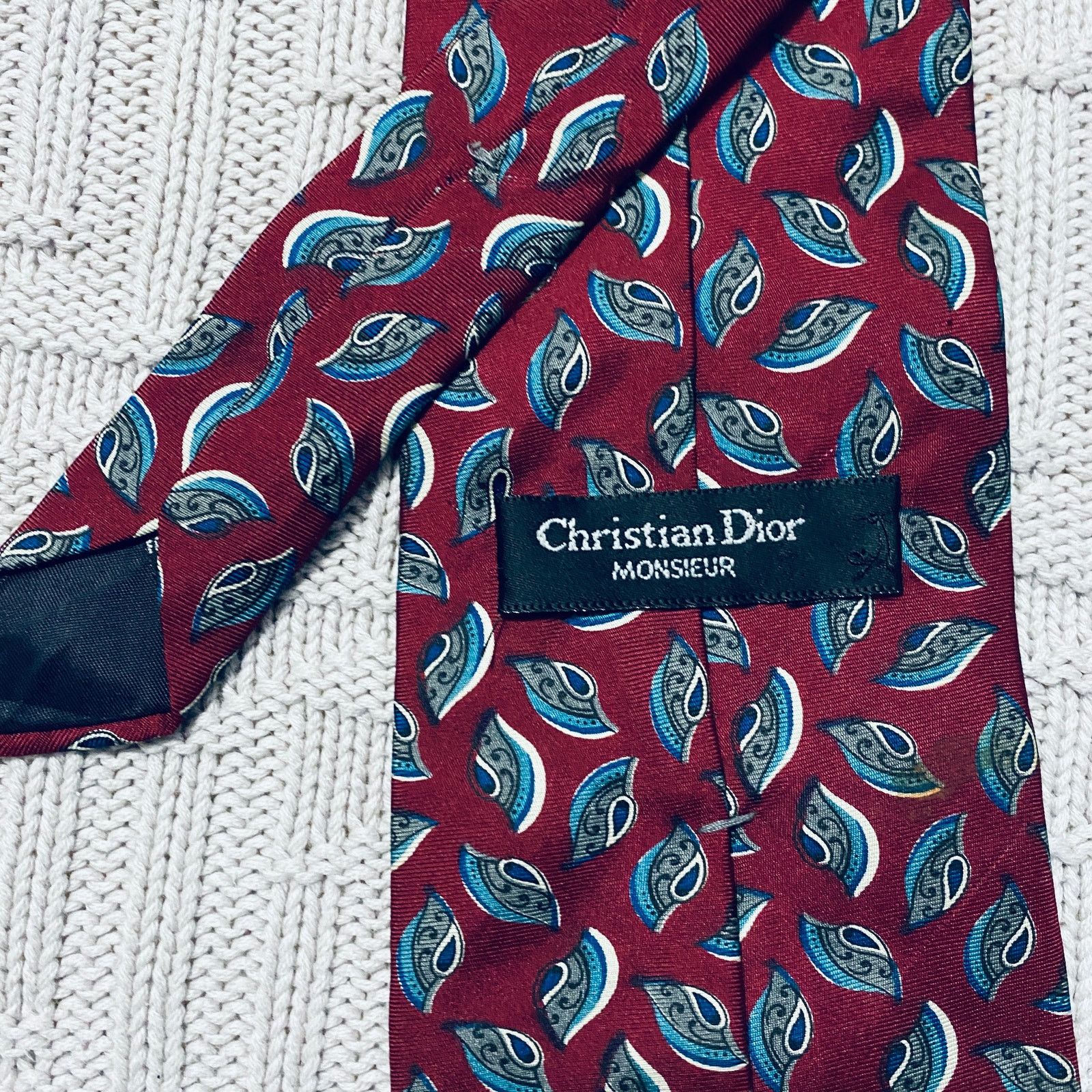 Dior Vintage Dior maroon abstract silk tie Size ONE SIZE - 3 Thumbnail