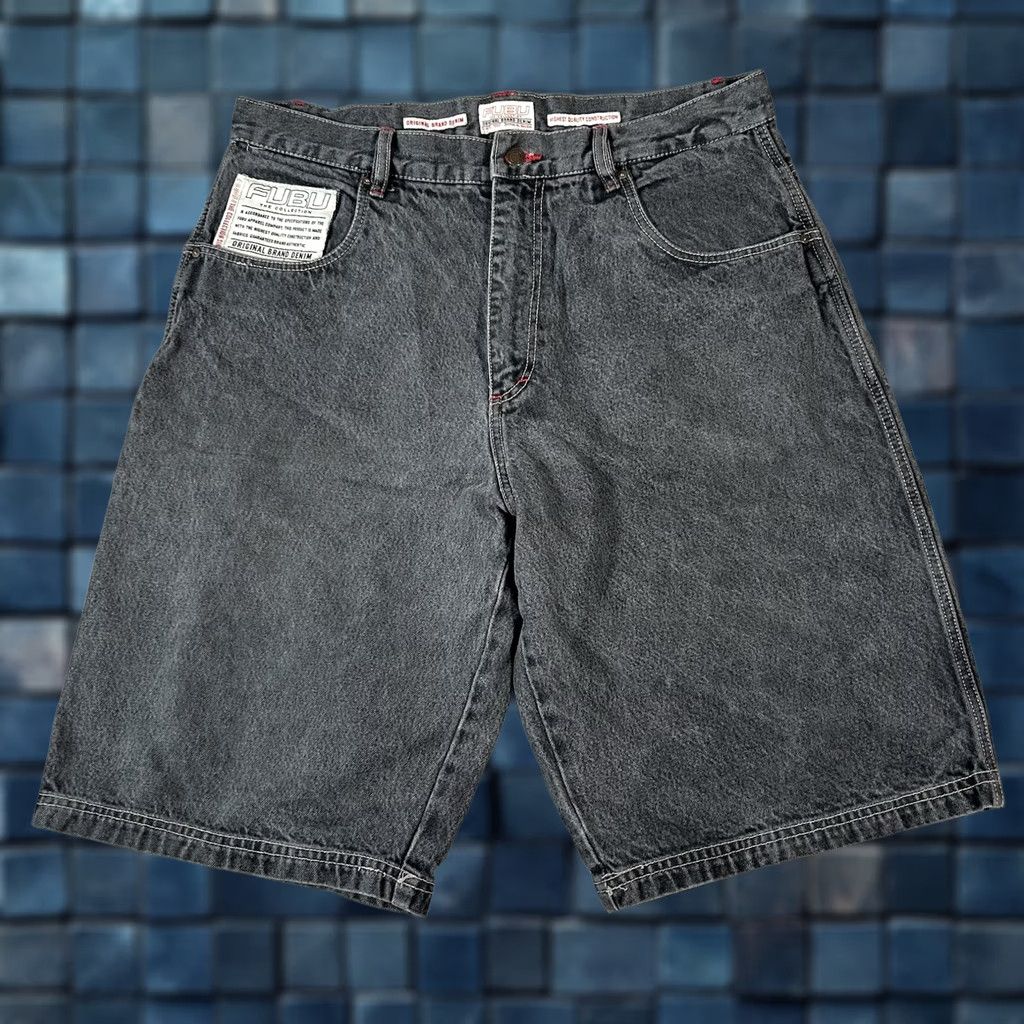 Fubu VTG Fubu Shorts Men 34 Black Baggy Denim Carpenter Jorts