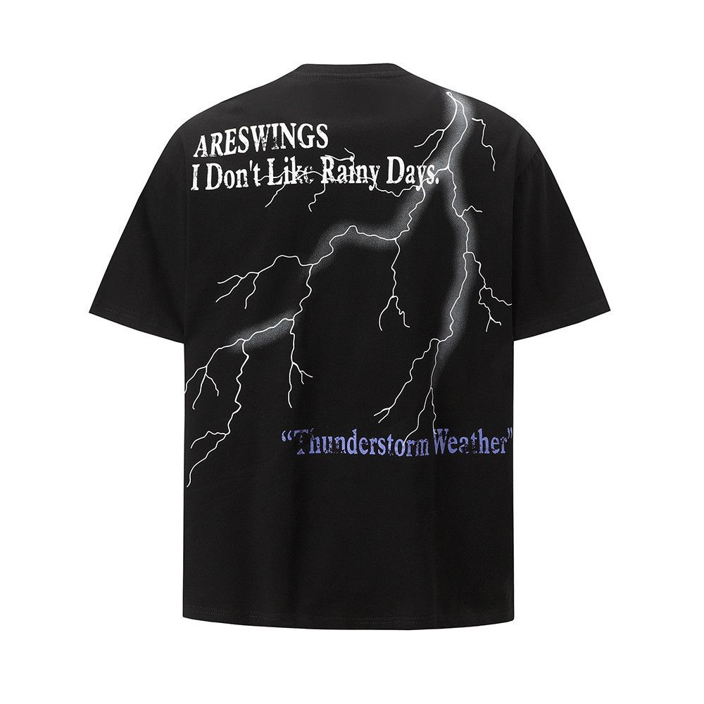 Japanese Brand Men's American Retro Loose-Fit T-Shirt with Lightning Print Size US M / EU 48-50 / 2 - 1 Thumbnail