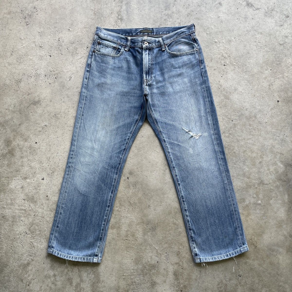 Vintage Japanese Distressed Faded Jeans Denim Pants W34